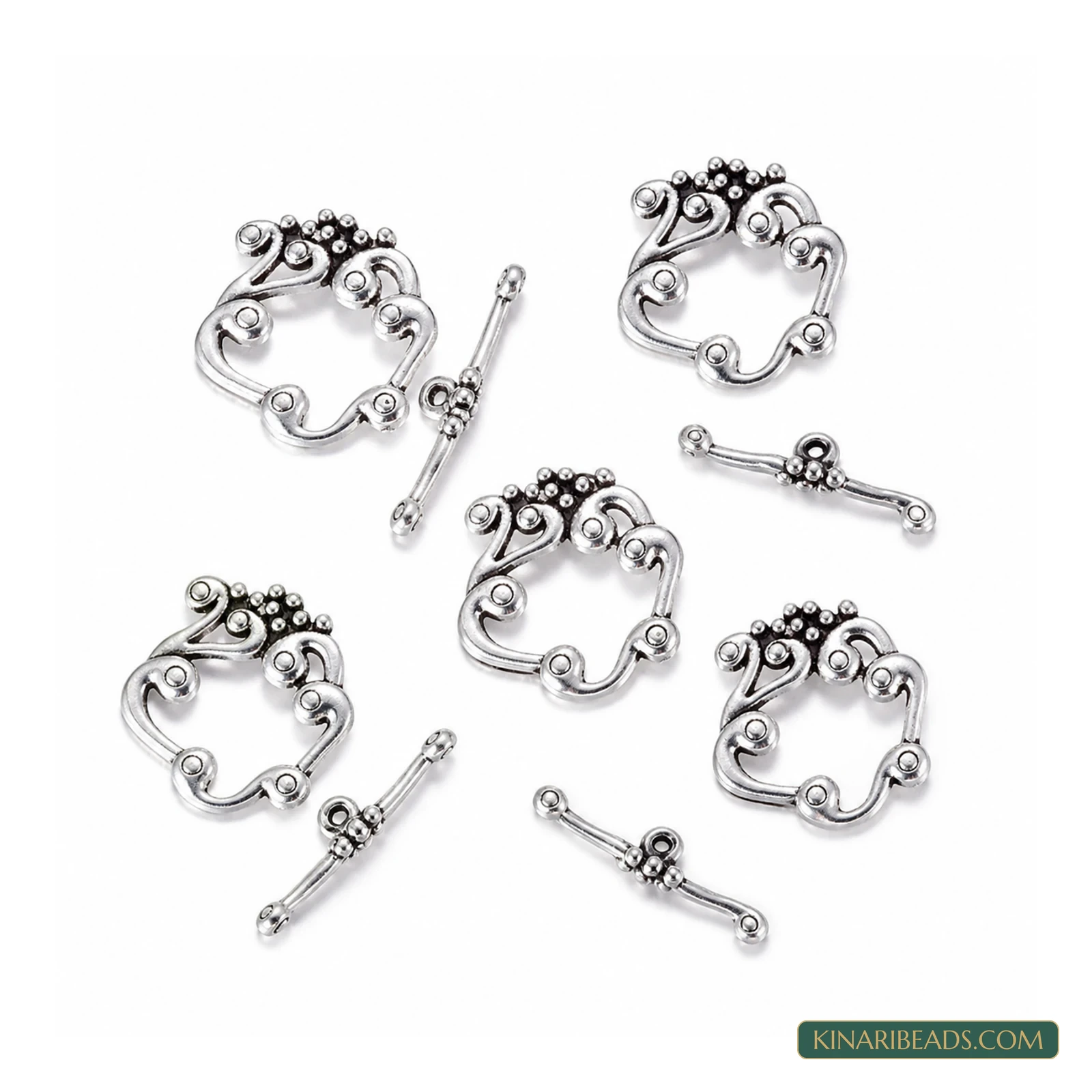 Metal Flower Toggle & T-Bar Clasp Sets – 5 Sets / 50 Sets