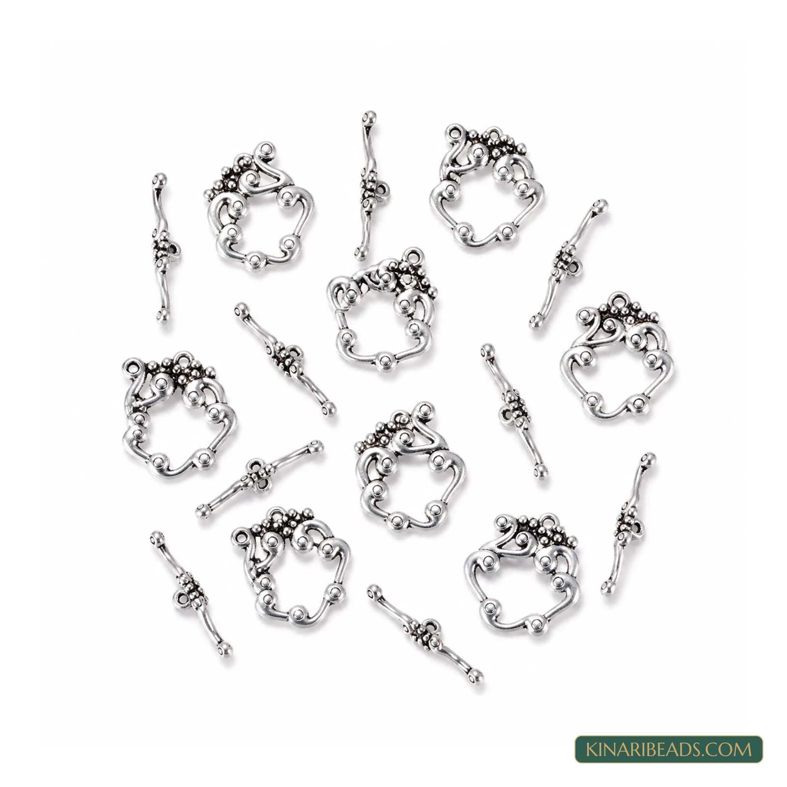 Metal Flower Toggle & T-Bar Clasp Sets – 5 Sets / 50 Sets product image