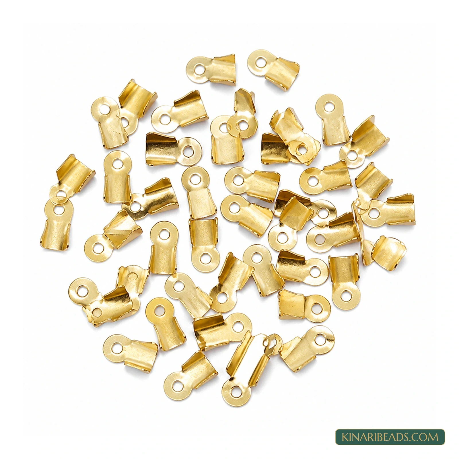 Metal Fold-Over Cord End Clasps – 3×6mm - Golden colour