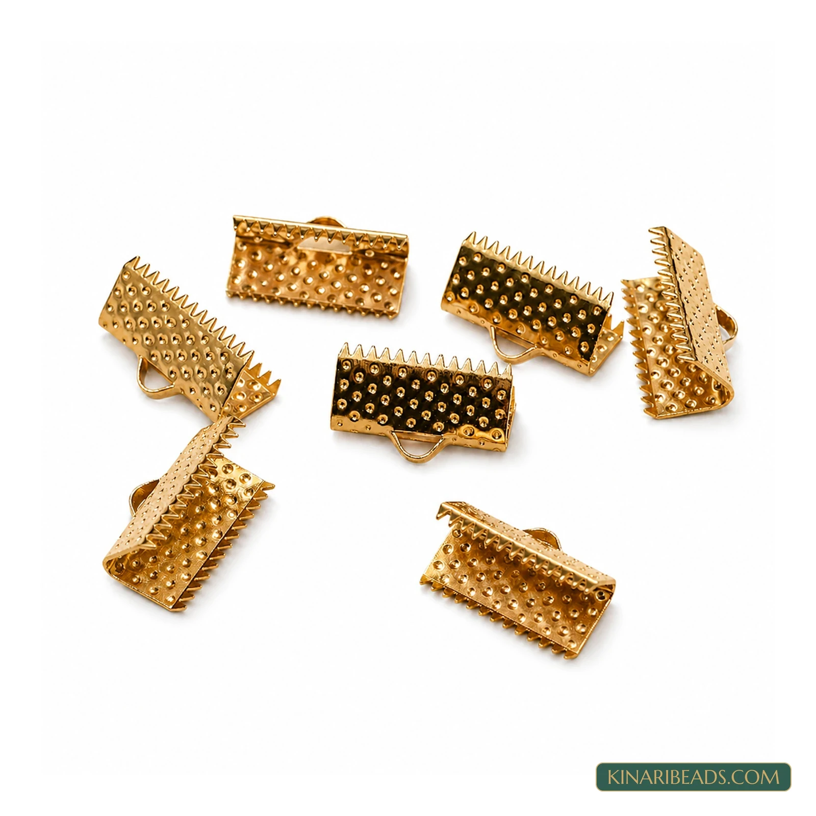 Metal Ribbon Clamp Ends – 13mm, 50g - Golden colour