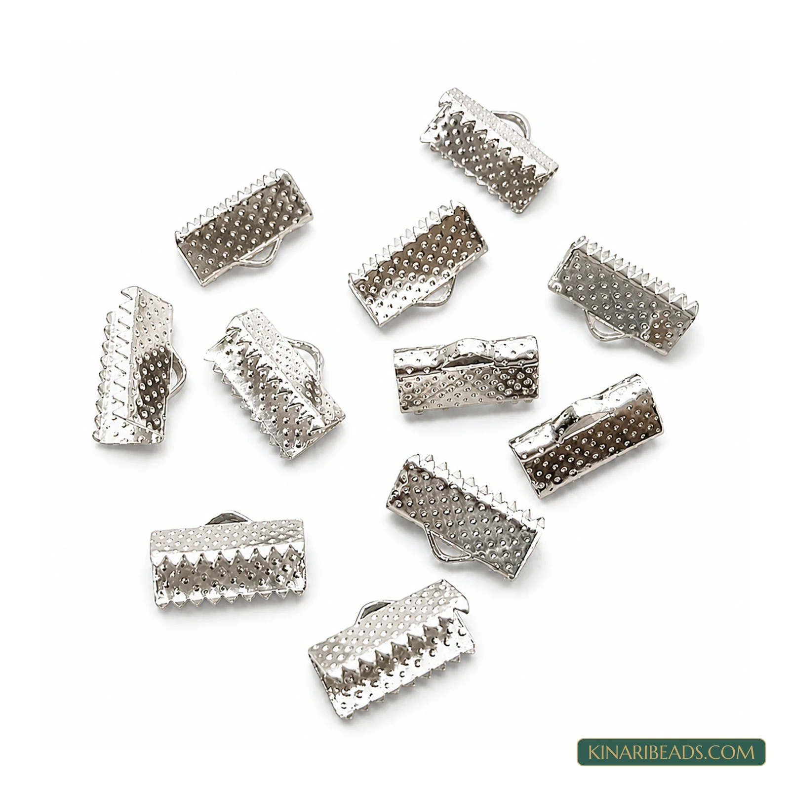 Metal Ribbon Clamp Ends – 13mm, 50g