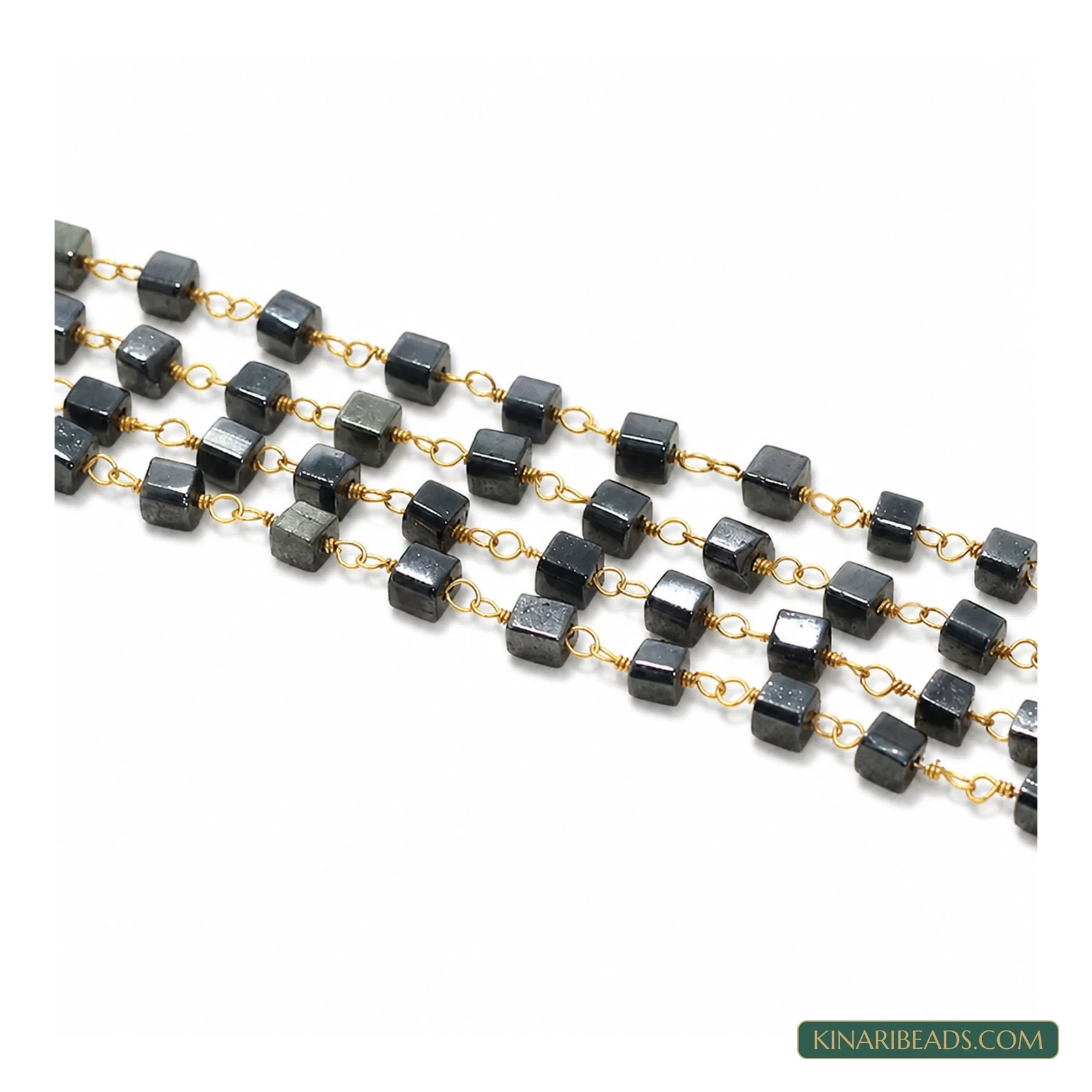 Metallic Black Square Glass Chain – 4mm