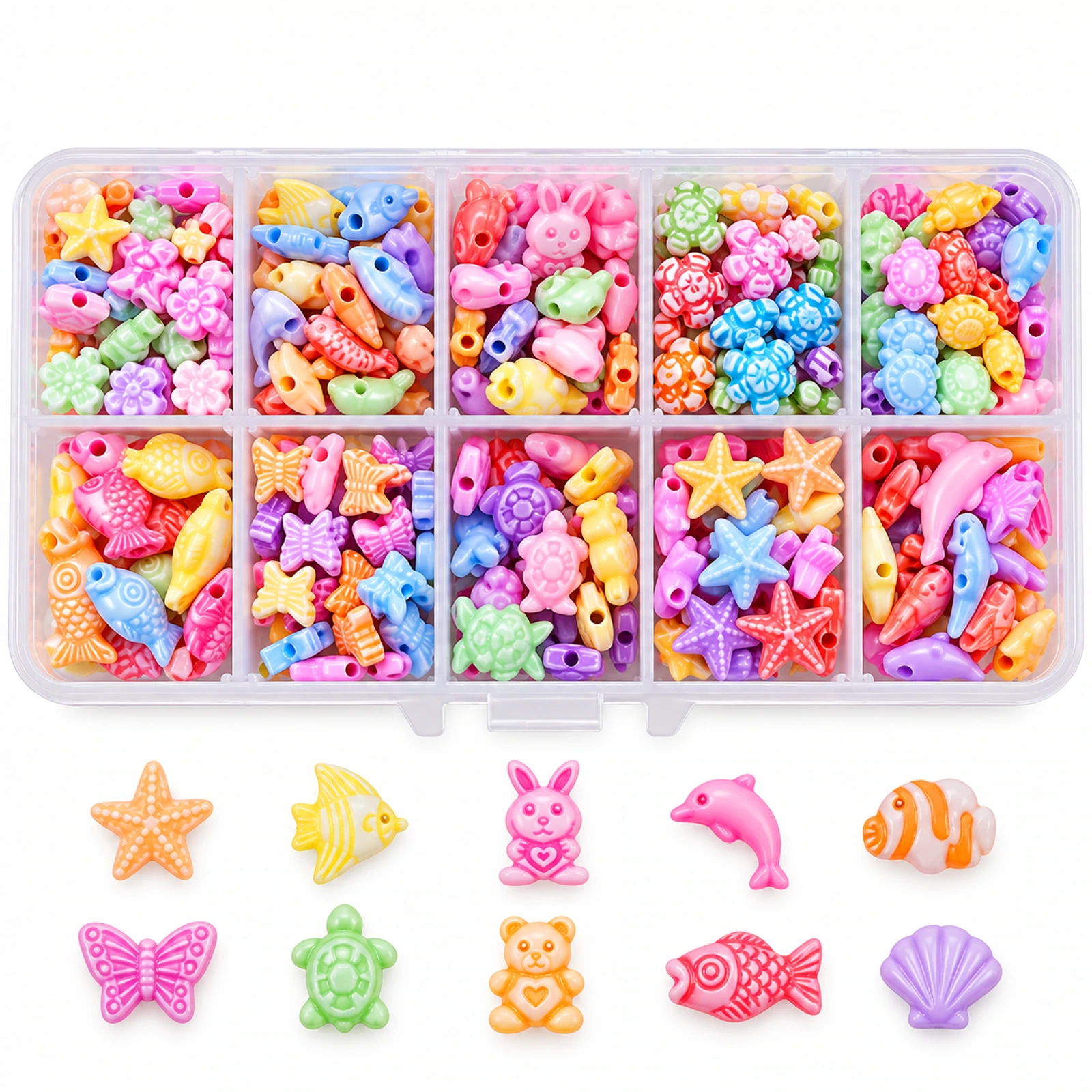 Mixed-Shape Acrylic Craft Beads Organiser Kit