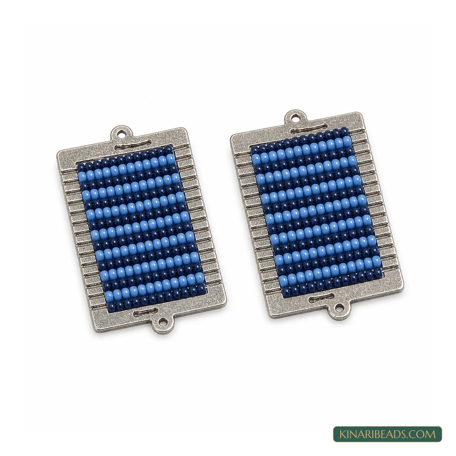 Miyuki Beaded Rectangle Connectors – 48x24mm, 2 Pack - Dark Blue colour