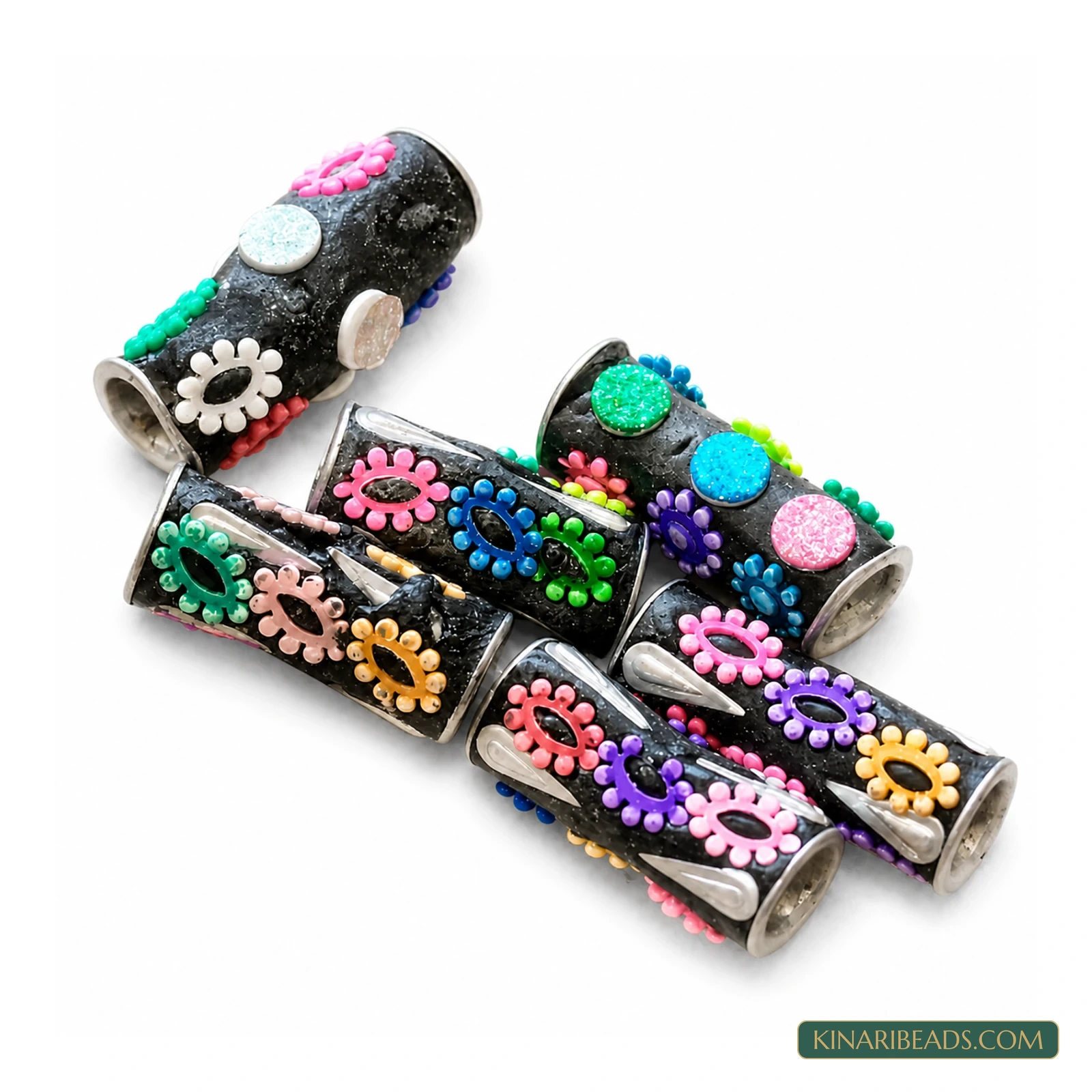 Multicolour Floral Rectangle Lac Beads – 100/1000 Pcs product image