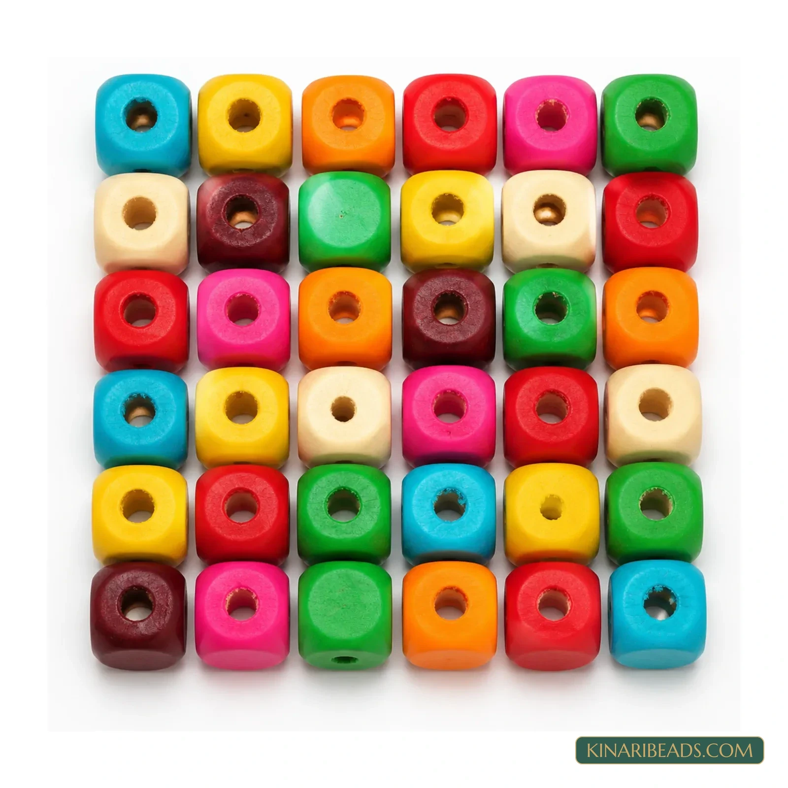 Multicolour Square Wooden Cube Beads for Jewellery & Crafts - 100g product image