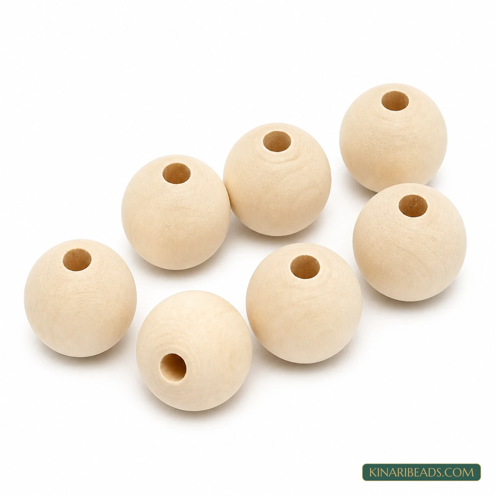 Natural Round Wooden Beads for Macrame & Crafts - 100g product image