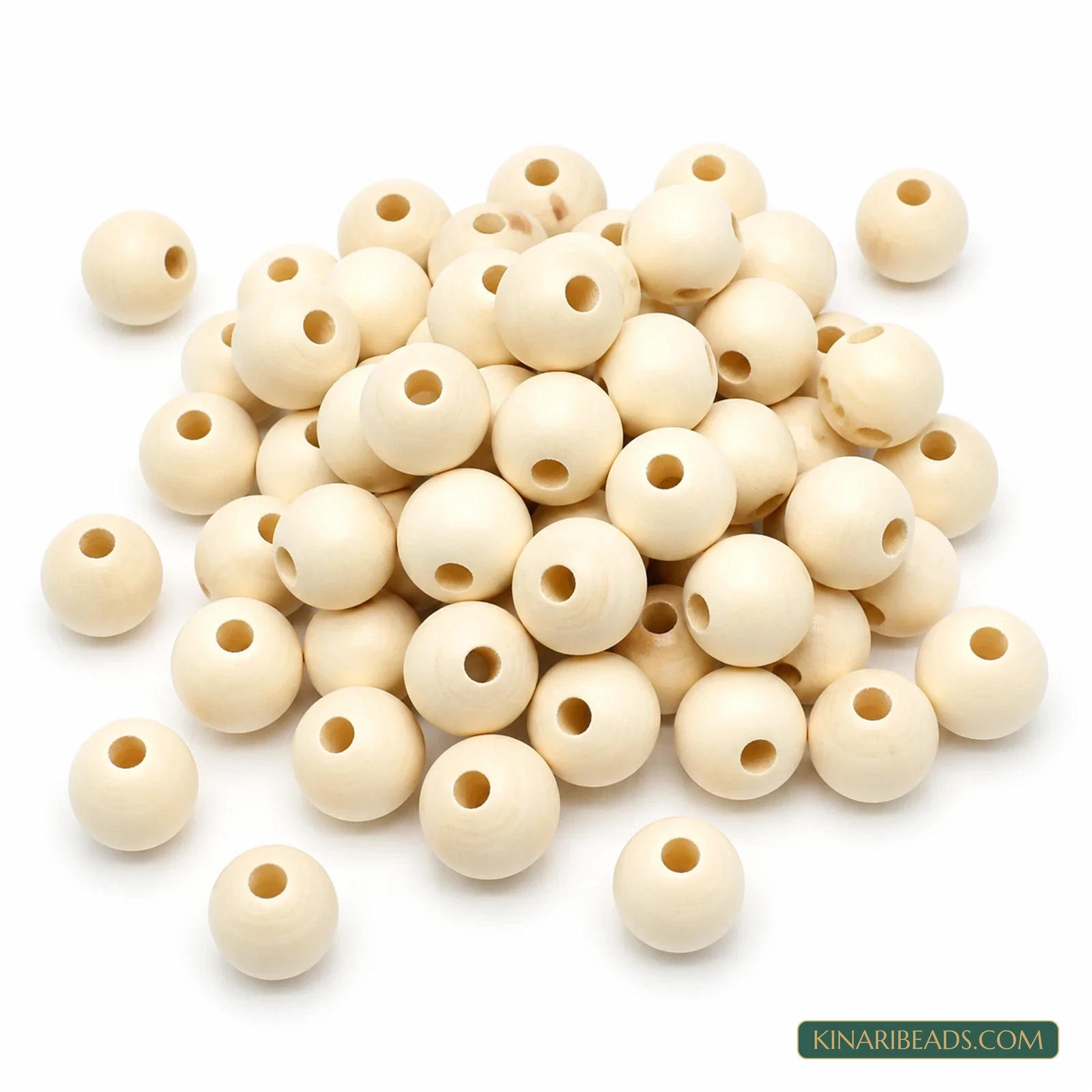 Natural Round Wooden Beads for Macrame & Crafts - 100g