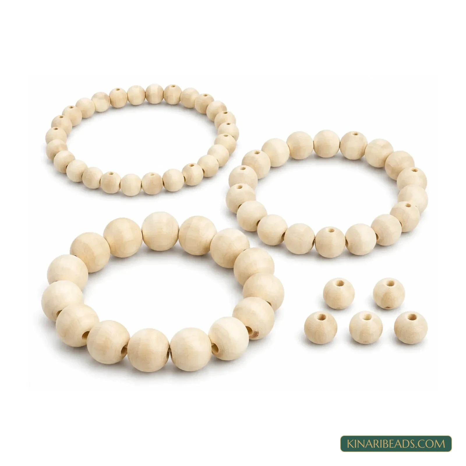 Natural Round Wooden Beads for Macrame & Crafts - 100g product image