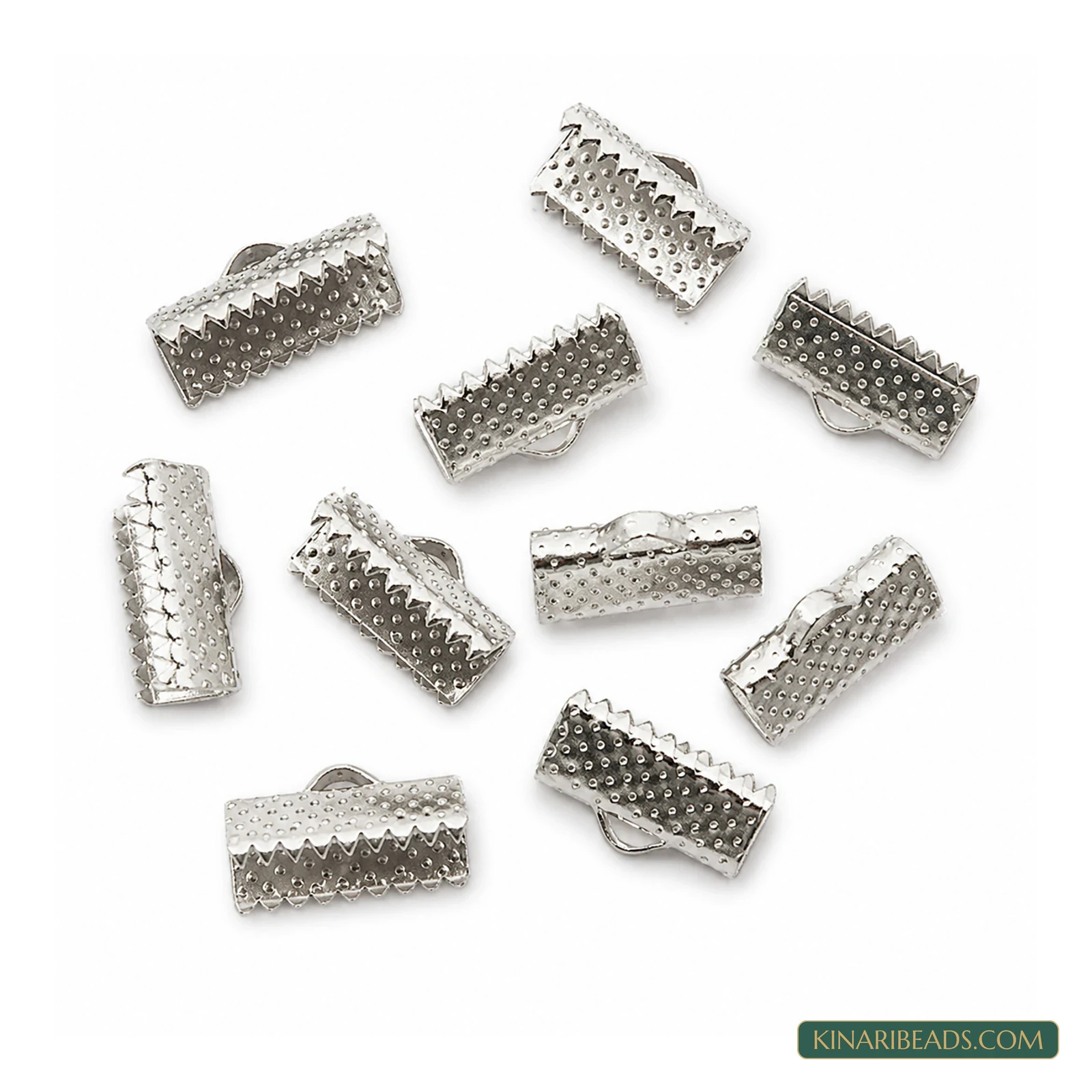 Nickel-Free Ribbon Crimp Ends – 7×13mm, 10 Pack