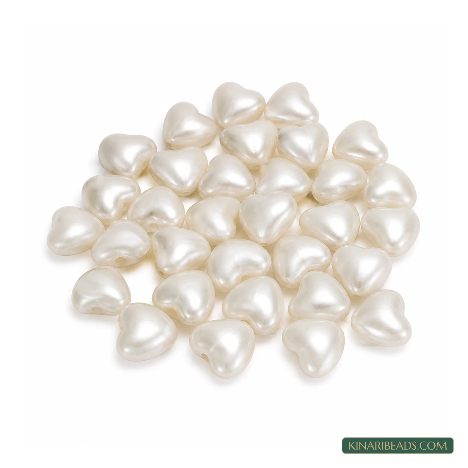 Off White Heart Acrylic Pearl Beads – Multiple Sizes, 100 Gm product image