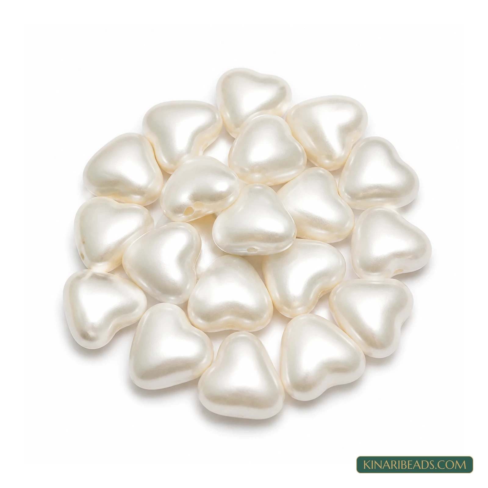Off White Heart Acrylic Pearl Beads – Multiple Sizes, 100 Gm product image