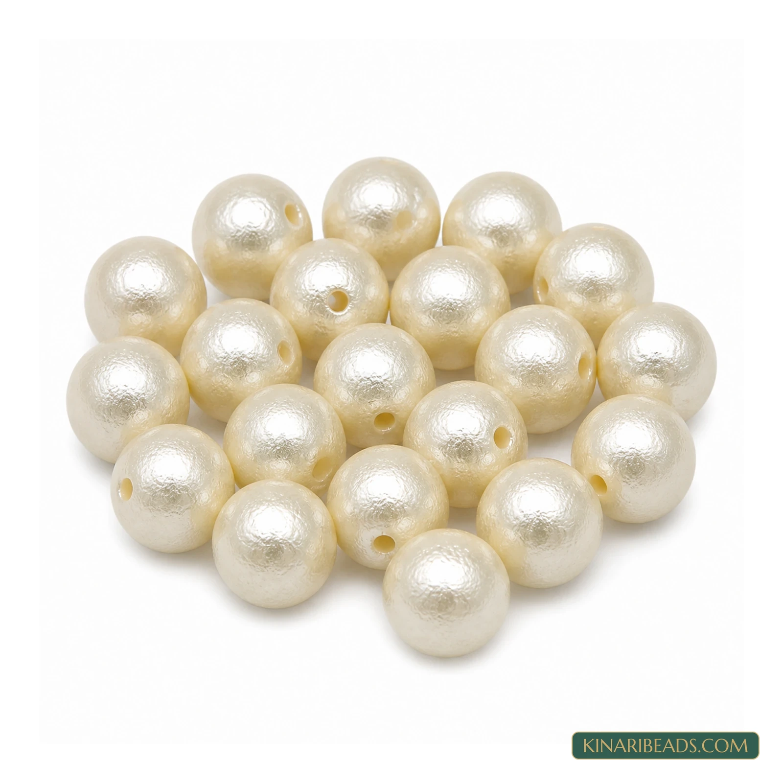 Off White Round Acrylic Pearl Beads – 10mm, 20 Pcs