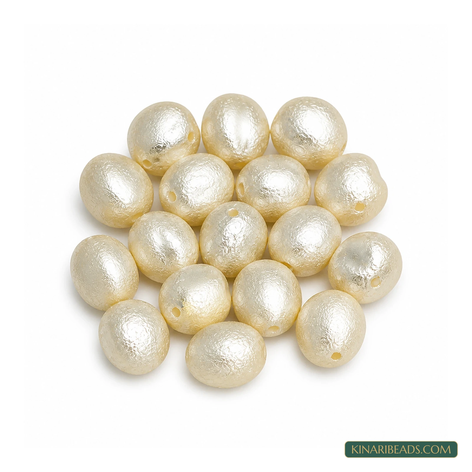 Off White Round Acrylic Pearl Beads – 11x8mm, 20 Pcs