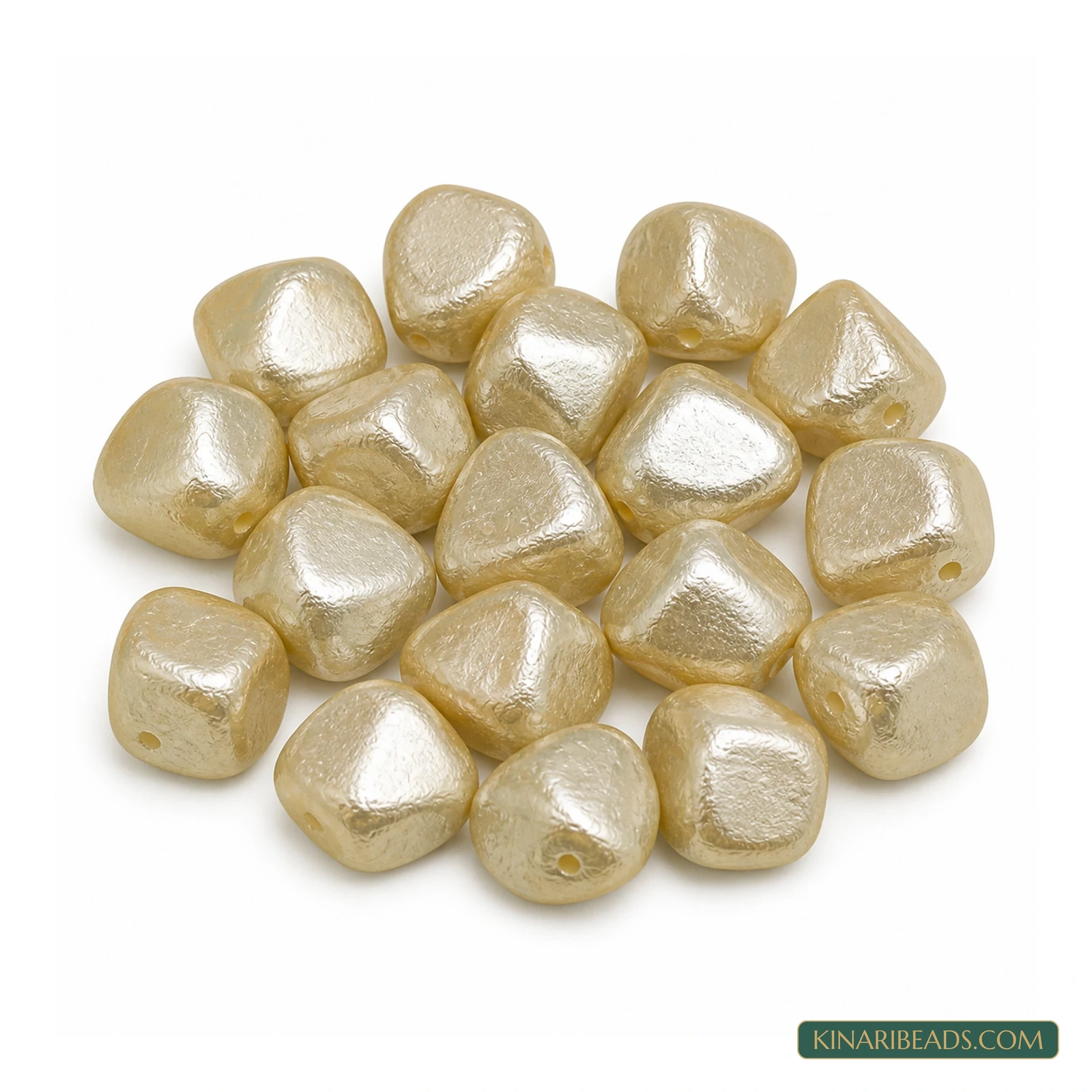 Off White Round Acrylic Pearl Beads – 13x12mm, 20 Pcs