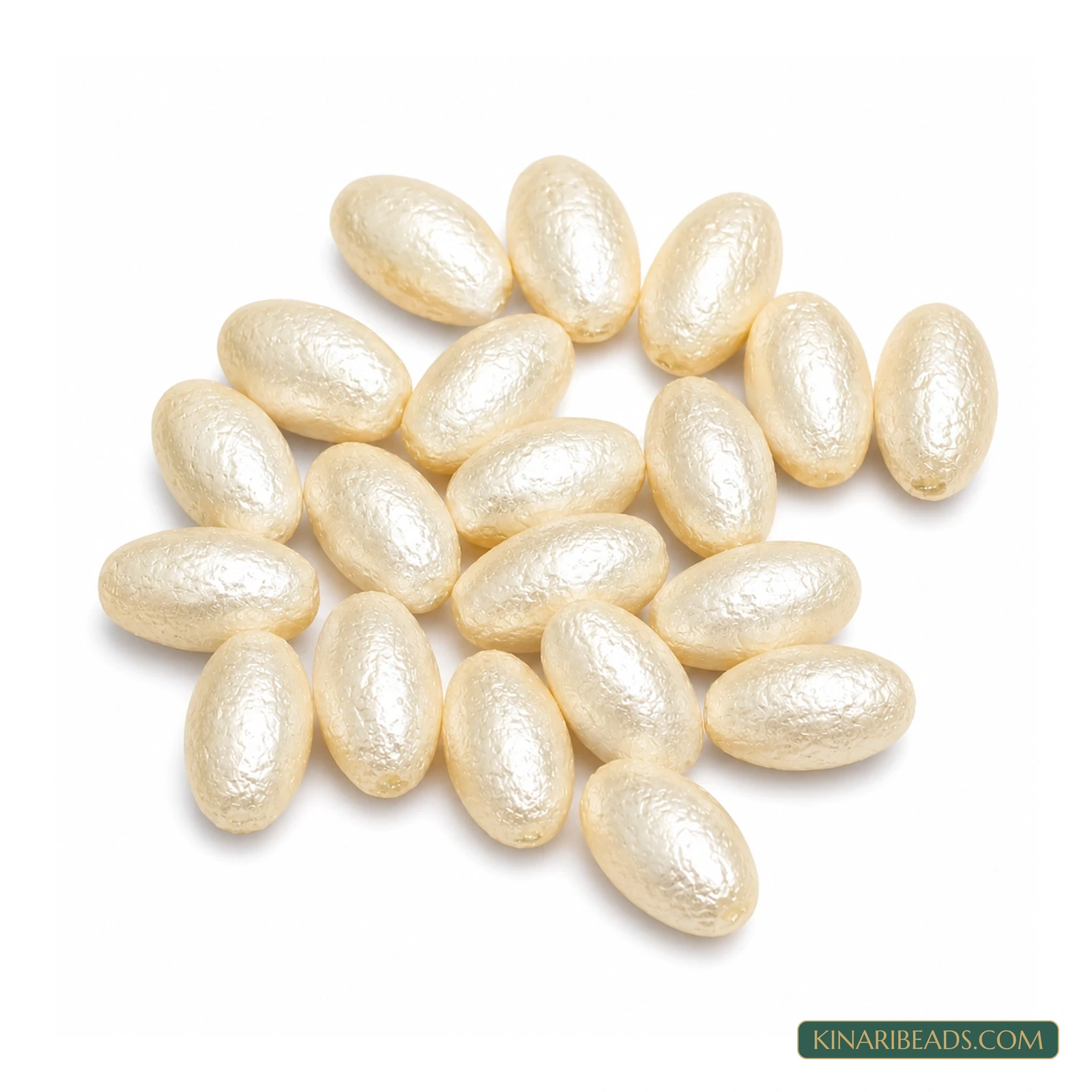 Off White Round Acrylic Pearl Beads – 13X7mm, 100 Pcs