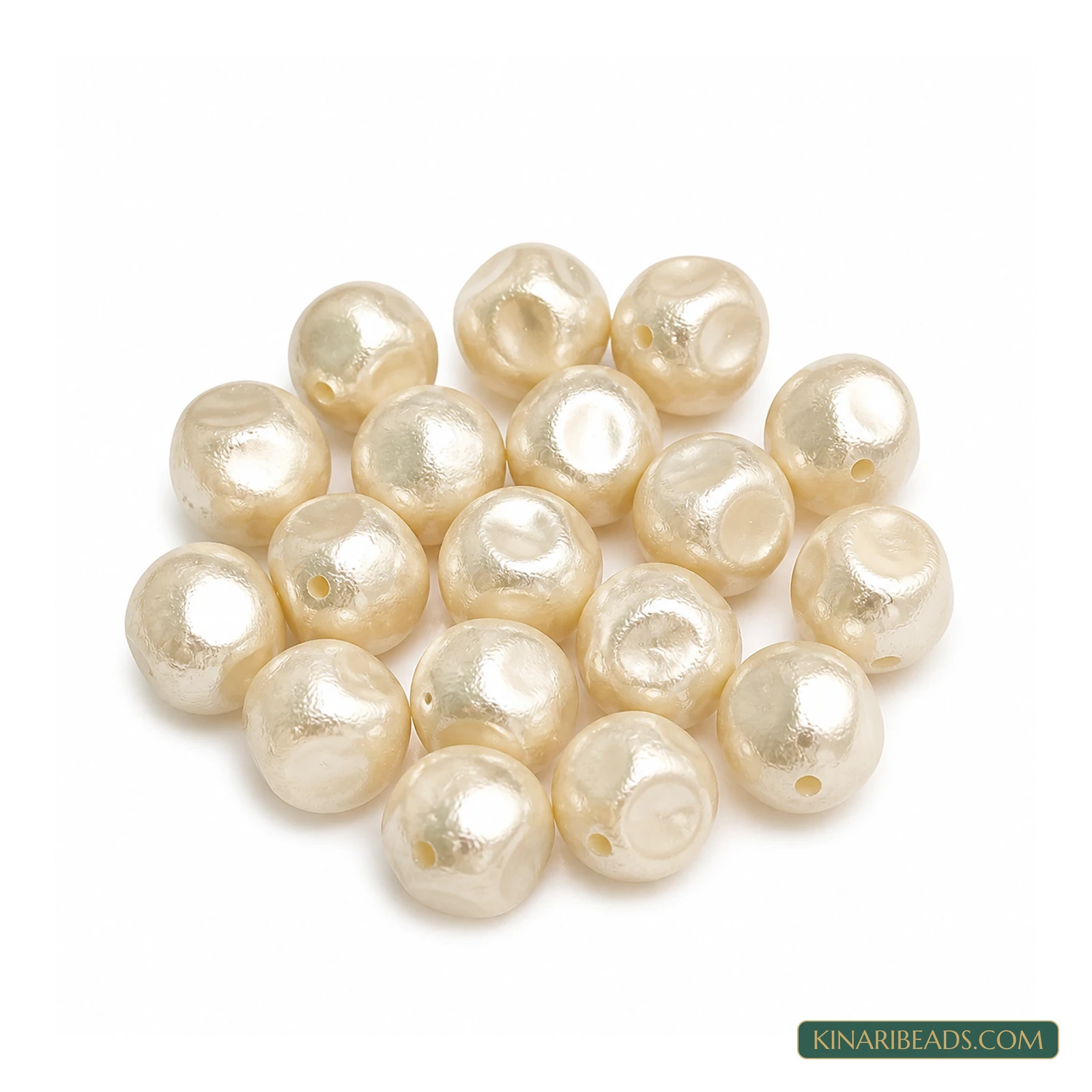 Off White Round Acrylic Pearl Beads – 16mm, 20 Pcs