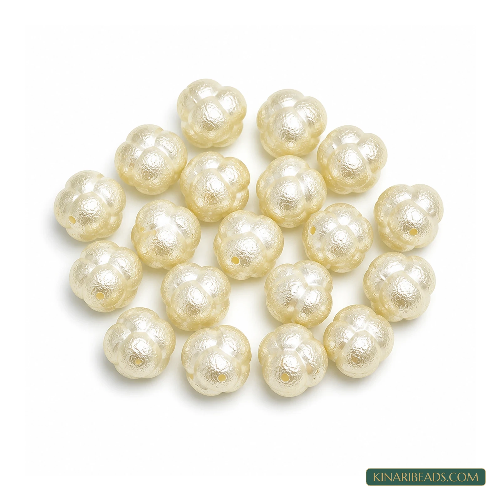 Off White Round Acrylic Pearl Beads – 17x19mm, 20 Pcs