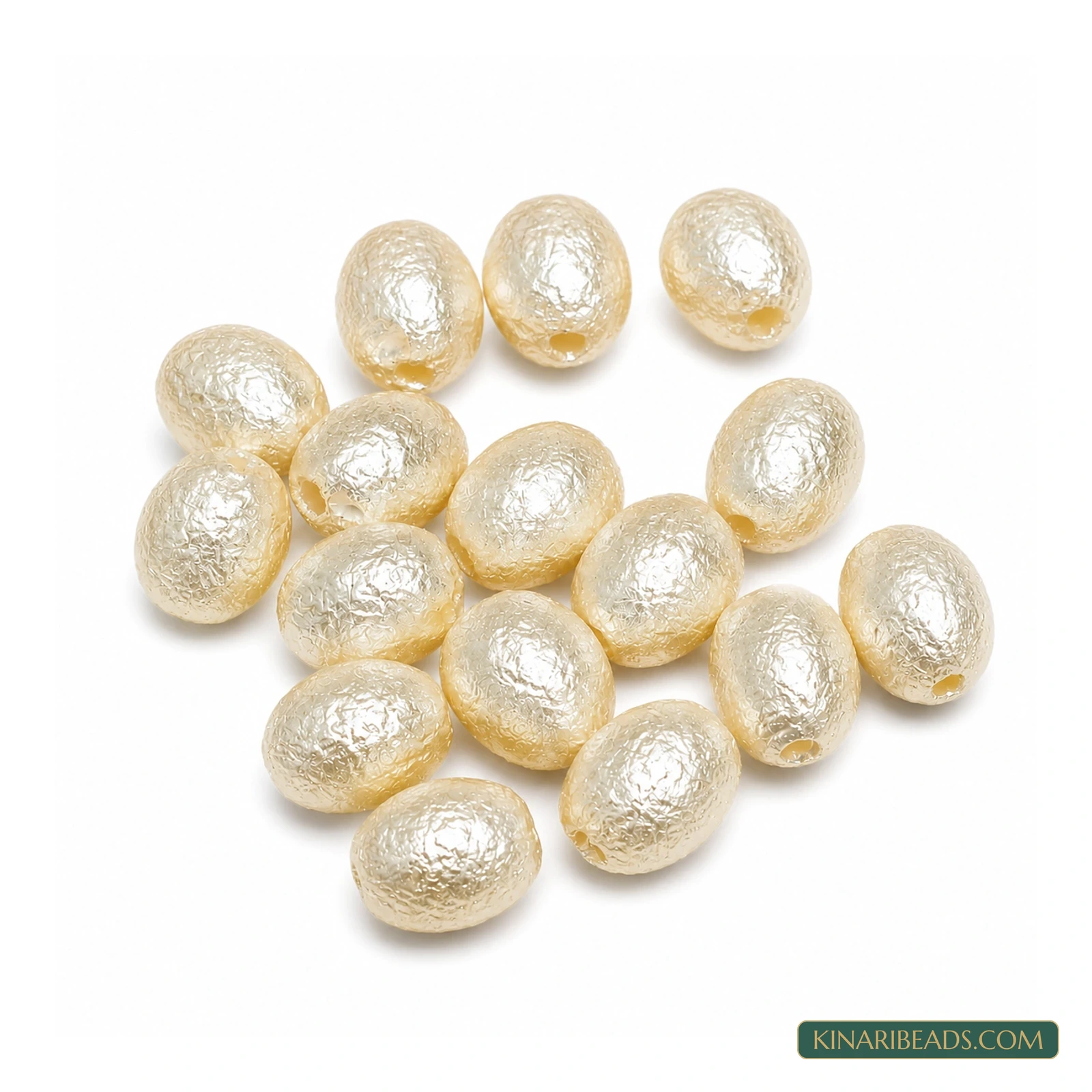 Off White Round Acrylic Pearl Beads – 8X7mm, 100 Pcs - Off White colour