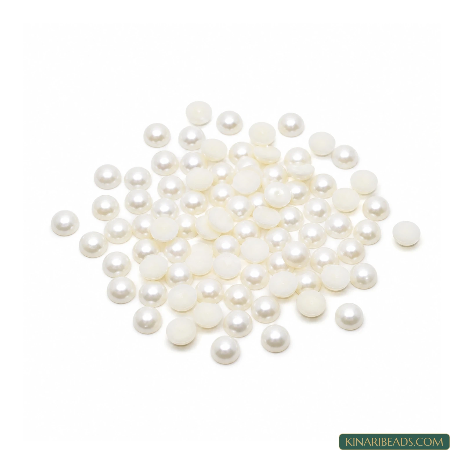 Off White Round Flat-Back Half Pearl Embellishments – Multiple Sizes, 100 Gm product image
