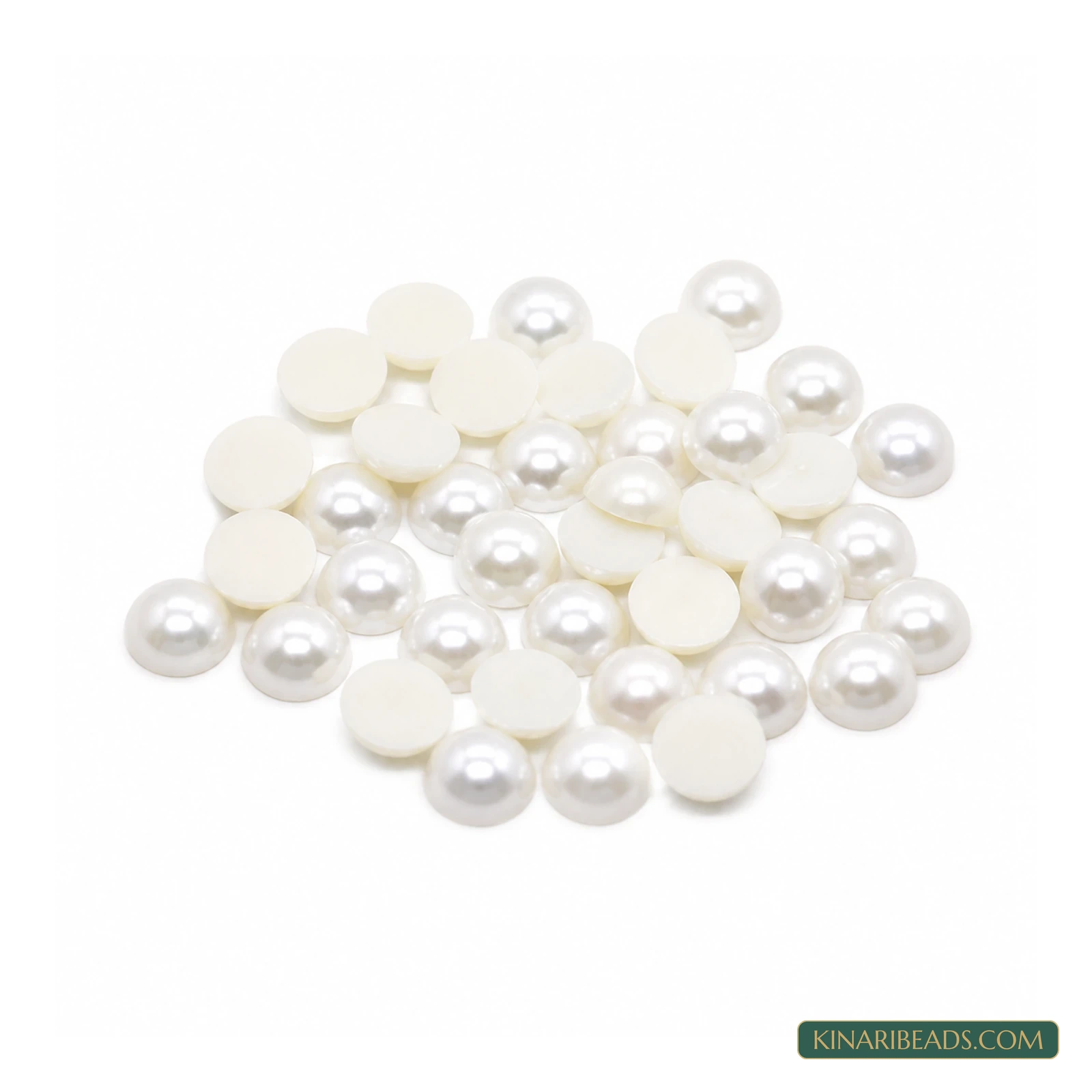 Off White Round Flat-Back Half Pearl Embellishments – Multiple Sizes, 100 Gm product image