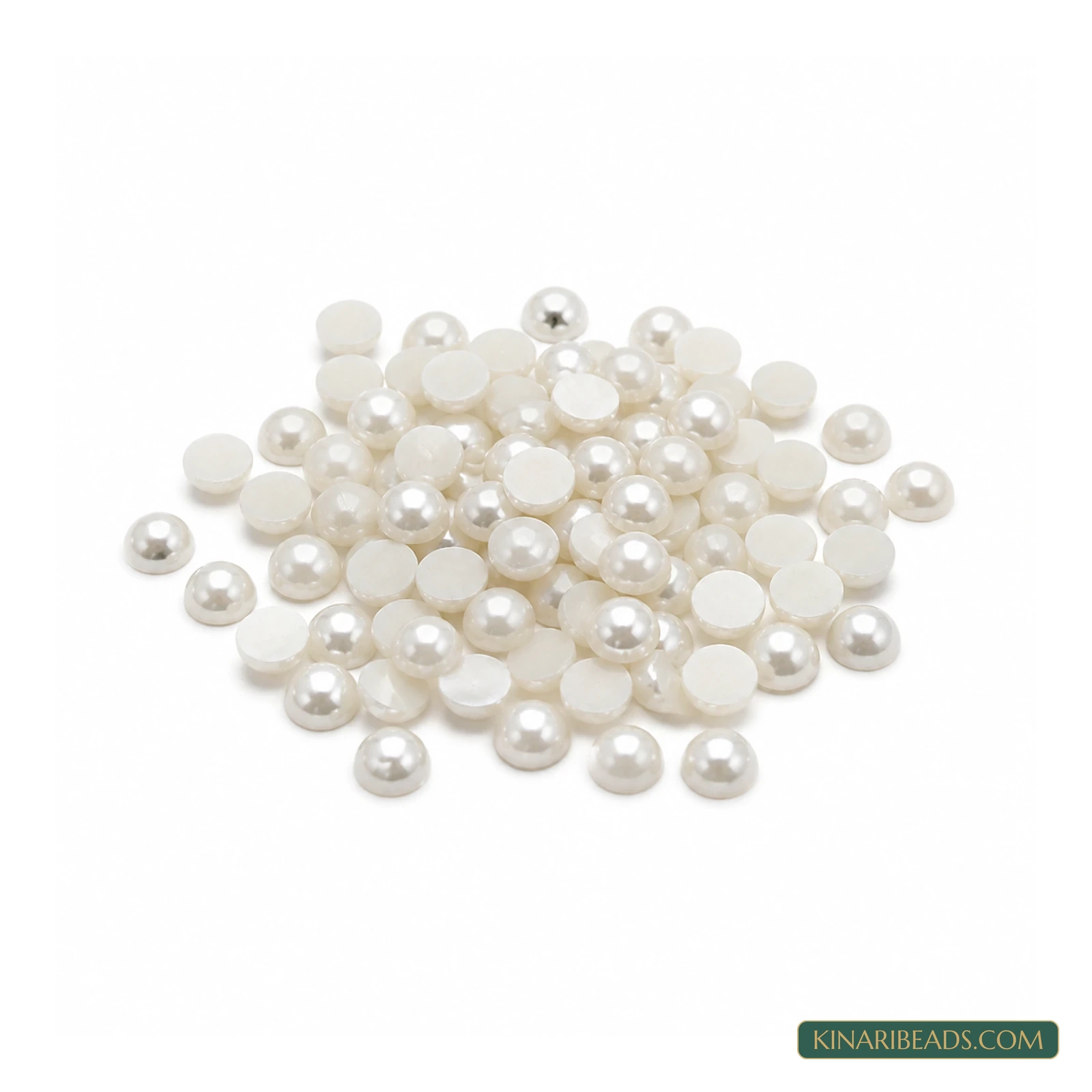 Off White Round Flat-Back Half Pearl Embellishments – Multiple Sizes, 100 Gm