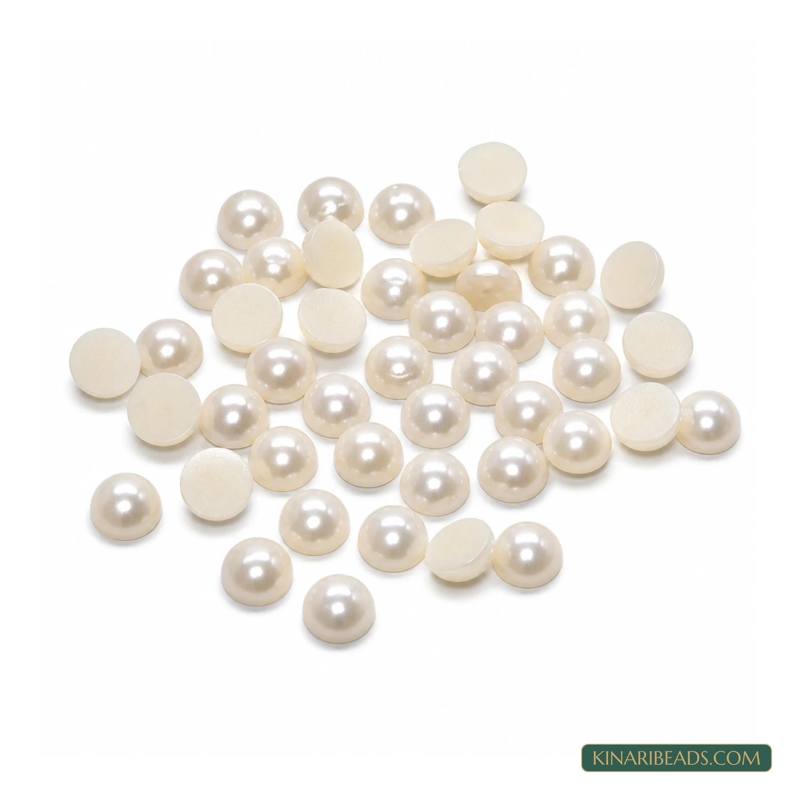 Off White Round Flat-Back Half Pearl Embellishments – Multiple Sizes, 100 Gm product image