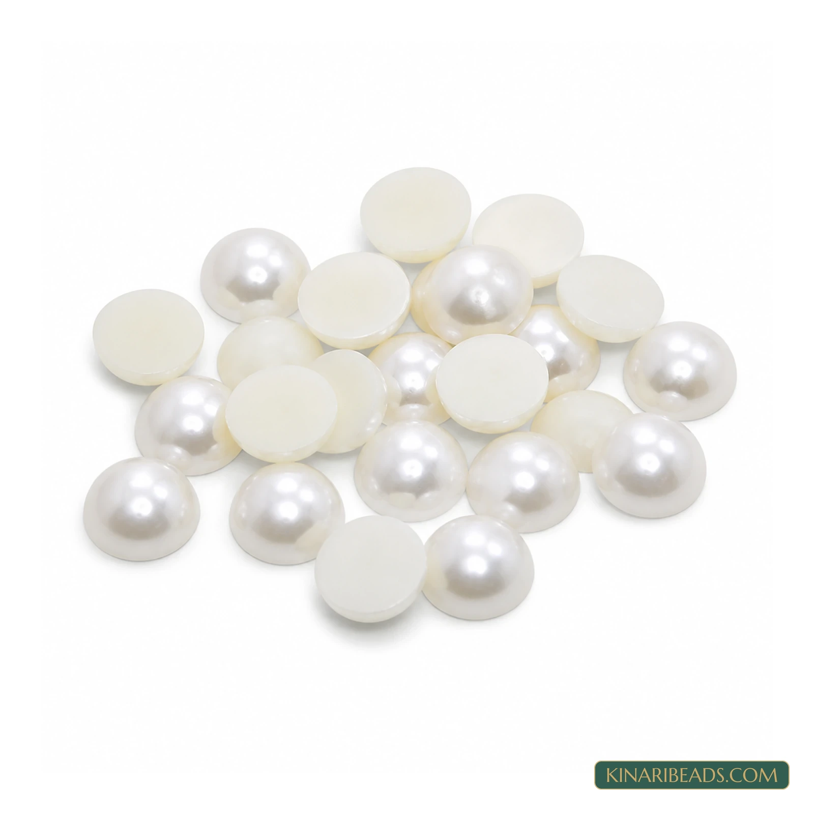 Off White Round Flat-Back Half Pearl Embellishments – Multiple Sizes, 100 Gm product image