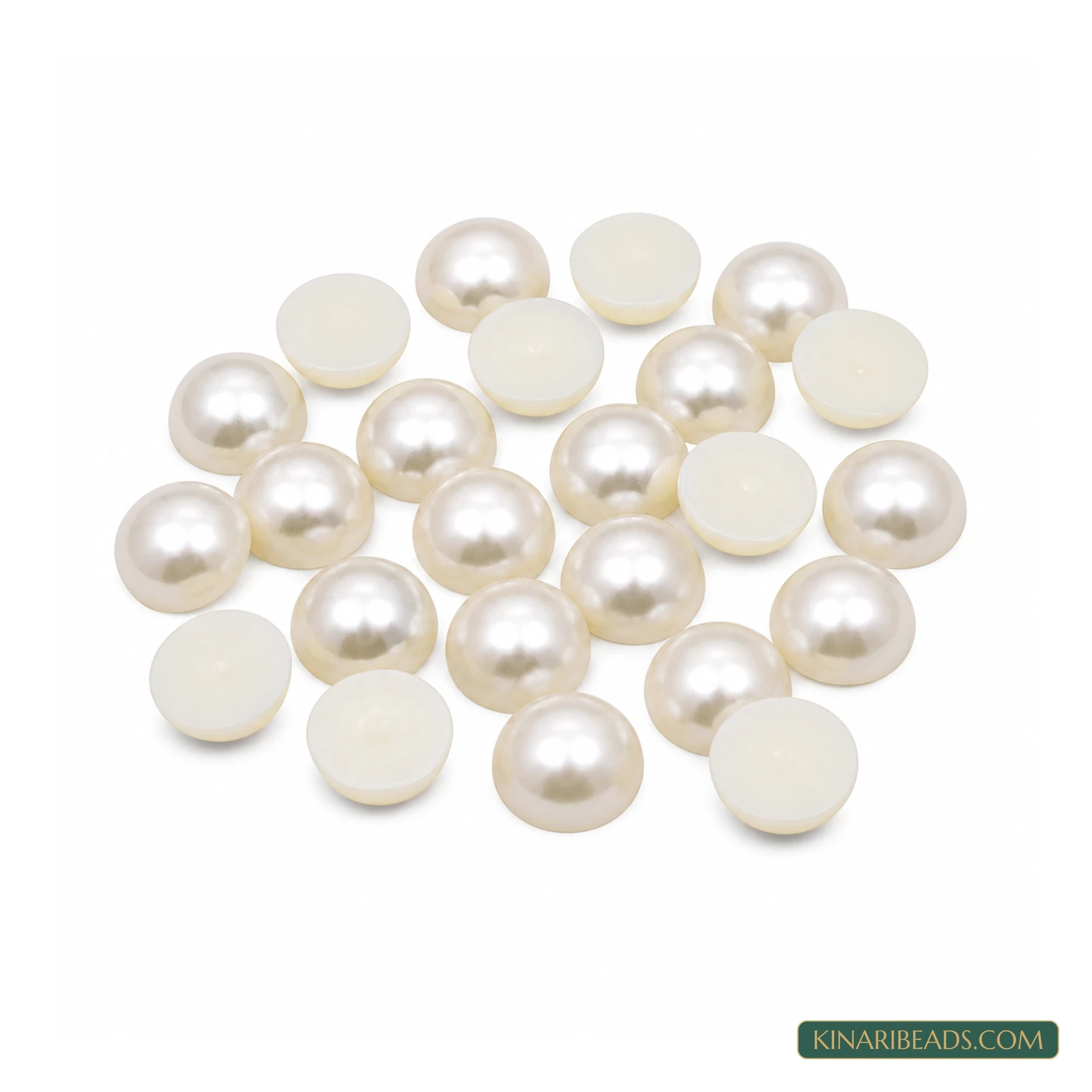 Off White Round Flat-Back Half Pearl Embellishments – Multiple Sizes, 100 Gm product image