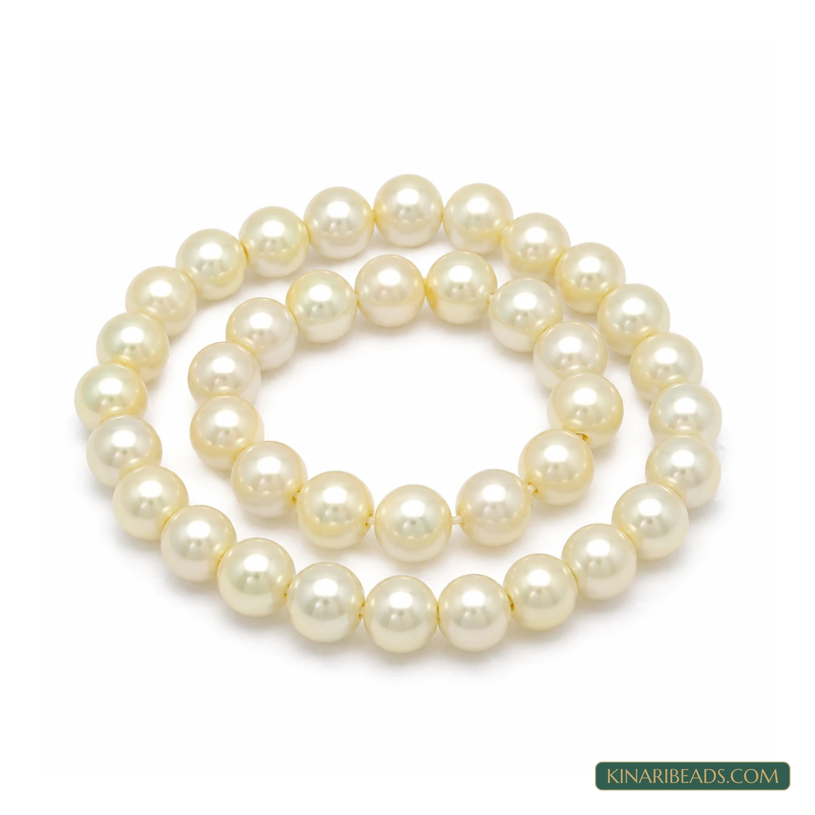 Off White Round Glass Pearl Beads – Multiple Sizes, 1 Strings product image