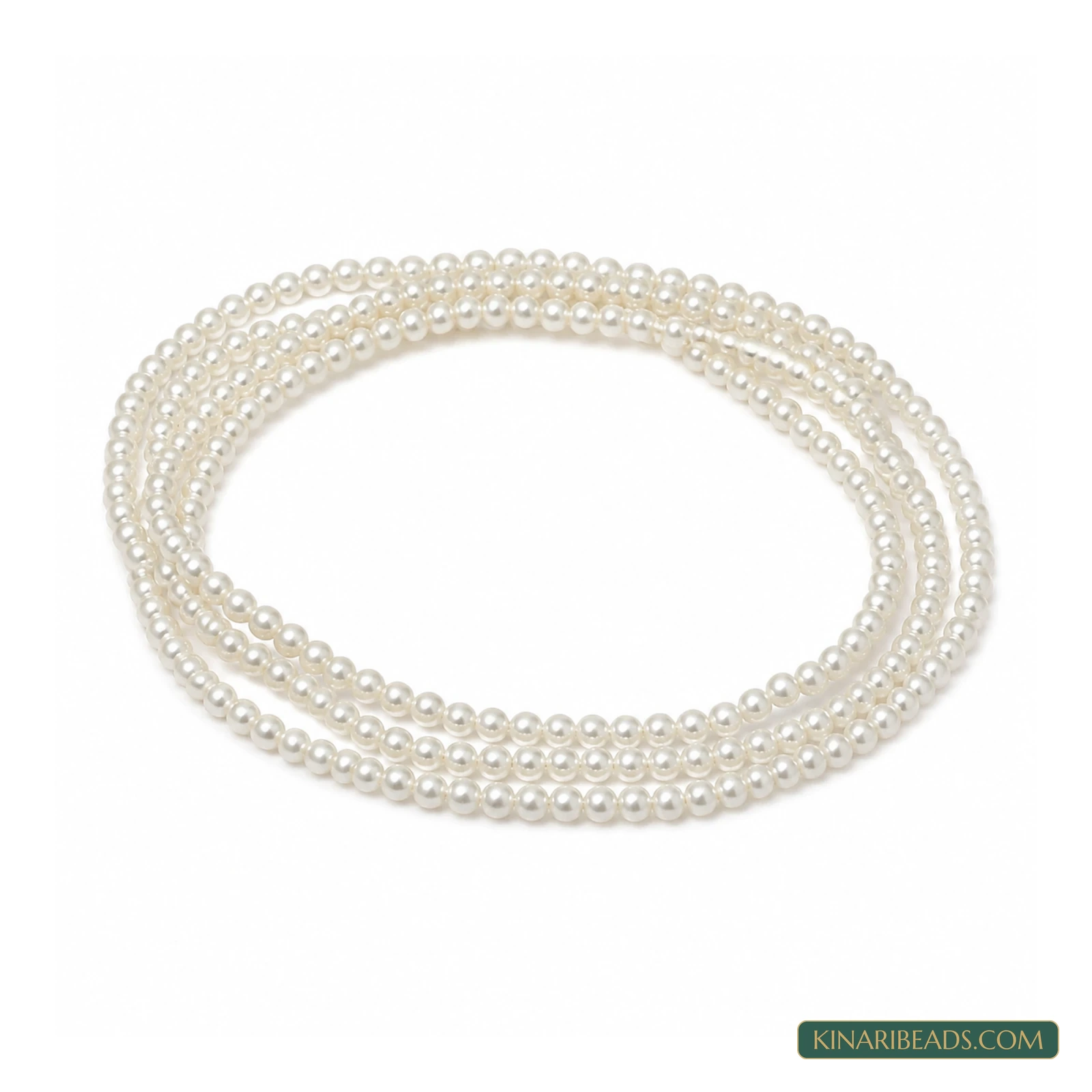 Off White Round Glass Pearl Beads – Multiple Sizes, 1 Strings