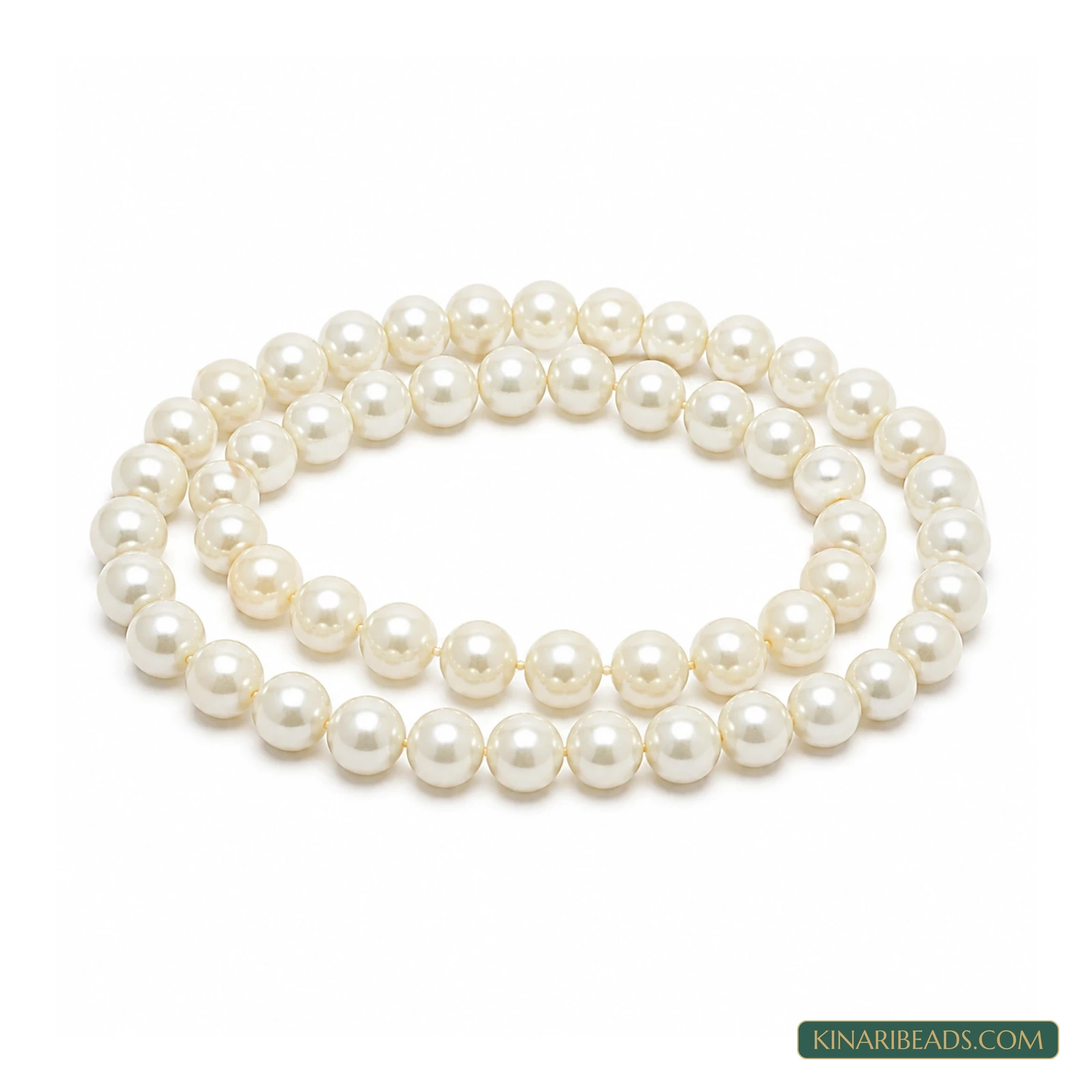 Off White Round Glass Pearl Beads – Multiple Sizes, 1 Strings product image