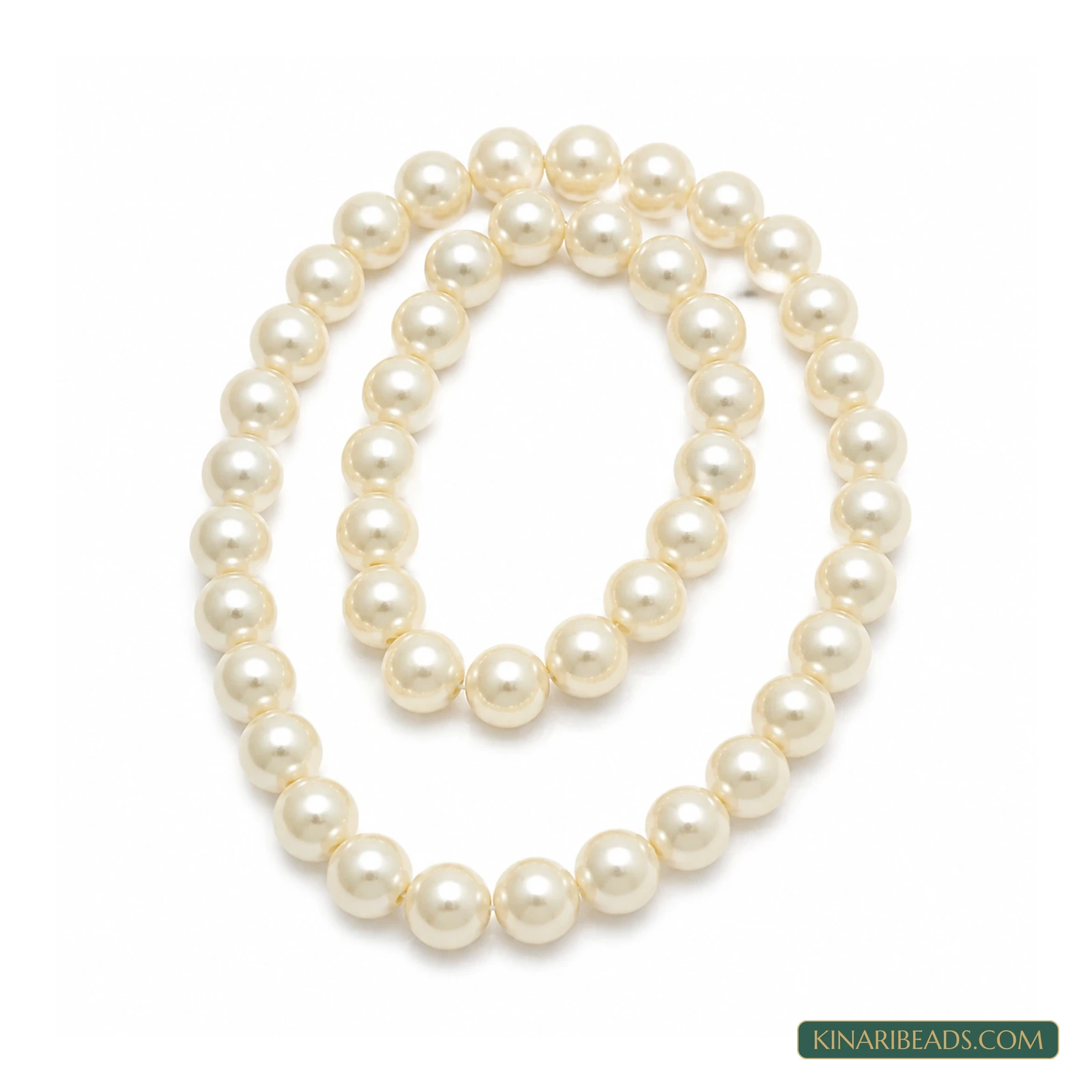 Off White Round Glass Pearl Beads – Multiple Sizes, 1 Strings product image