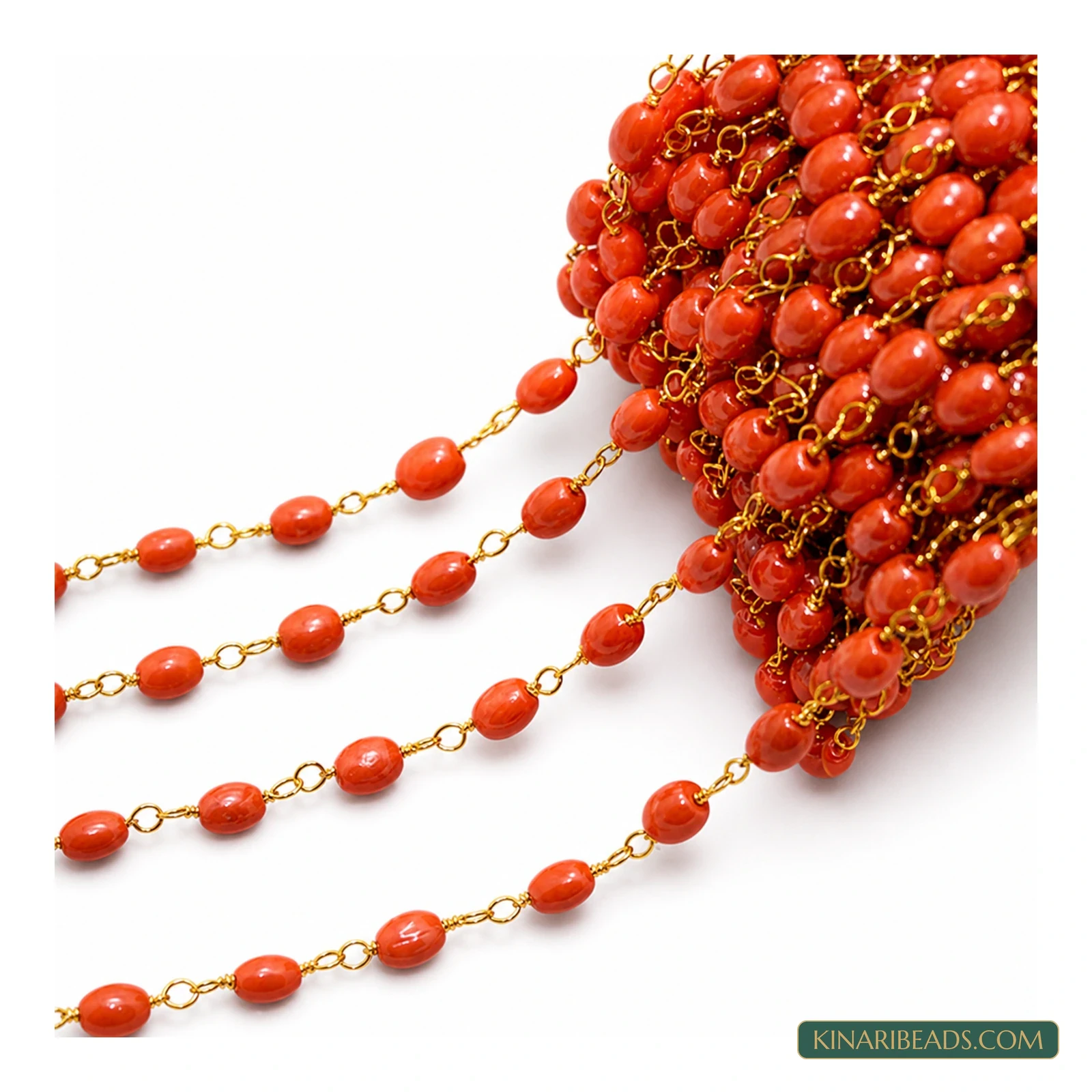 Orange Glass Beaded Jewellery Chain