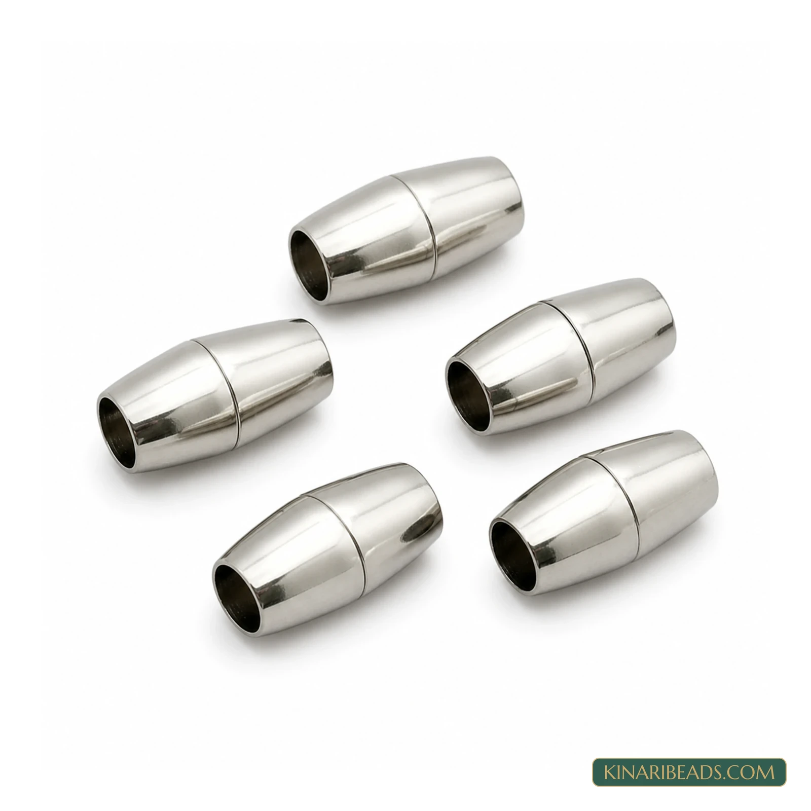 Oval Magnetic Leather Cord Connectors Clasp 16x9mm, 6mm Hole Size – 5 Pcs