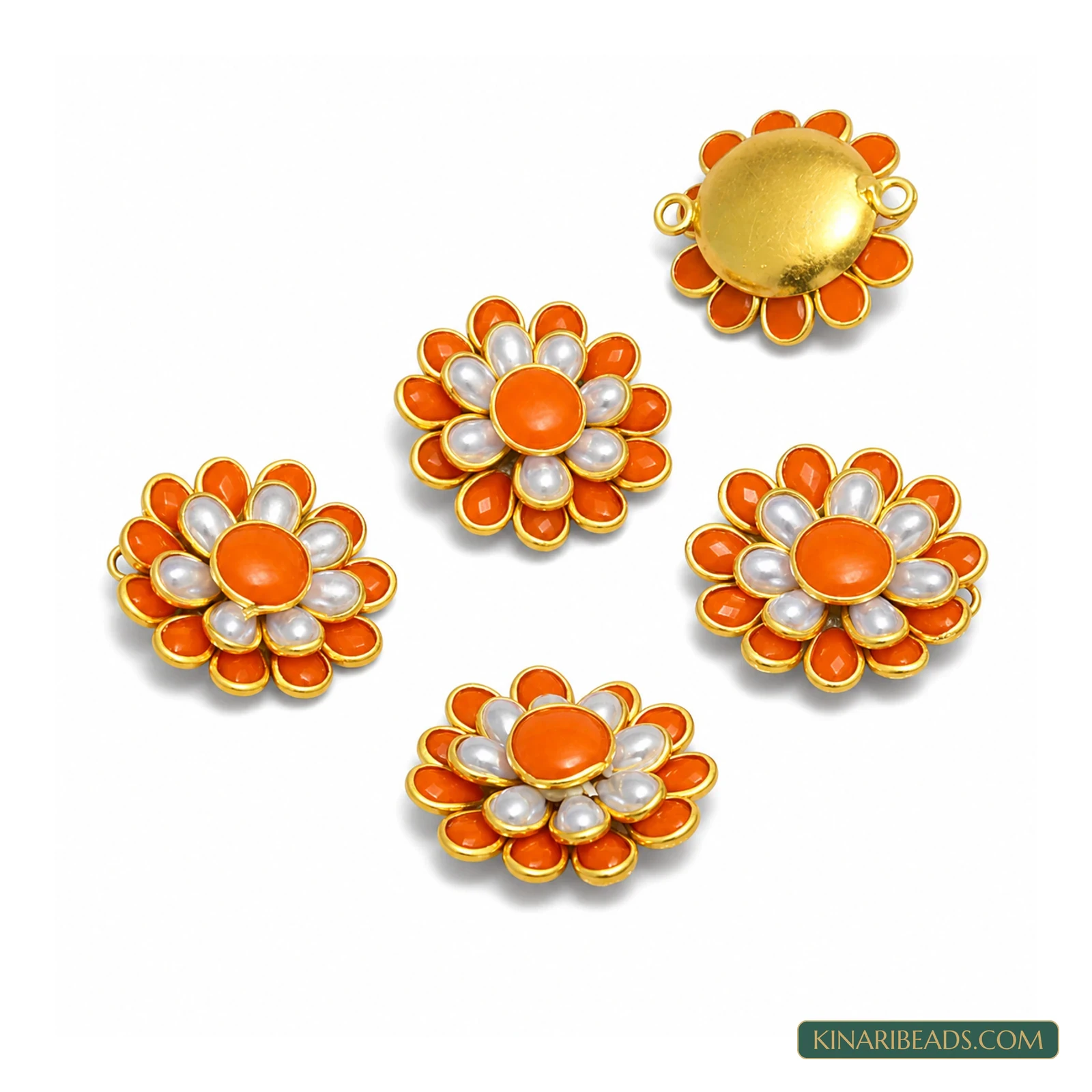 Pacchi Beaded Rakhi and Earring Connectors – 5 Pack - Orange colour