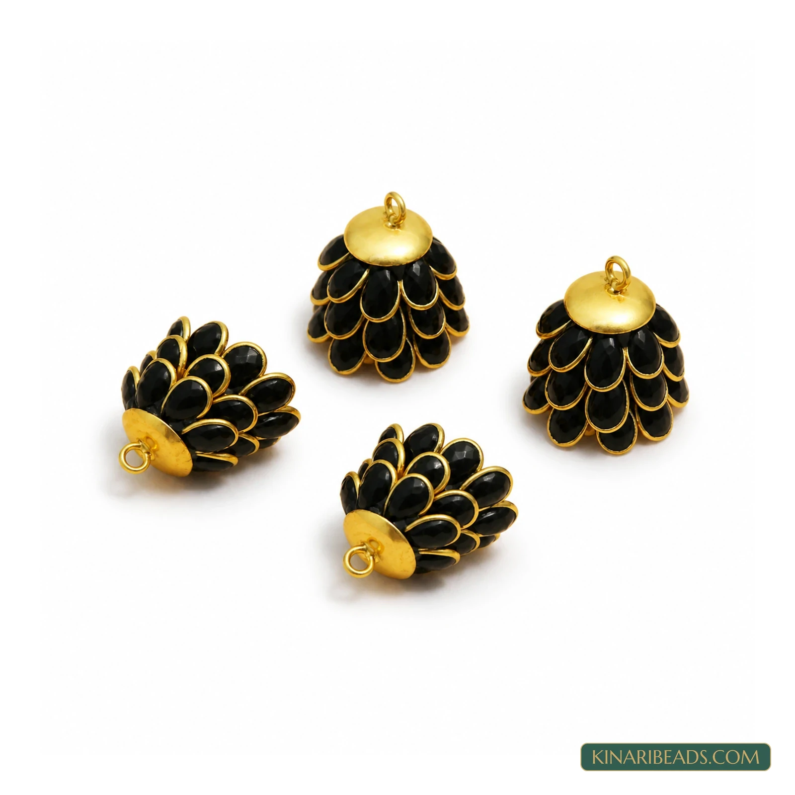 Pacchi Jhumka Earring Components – 14x17mm, 2 Pairs - Black colour
