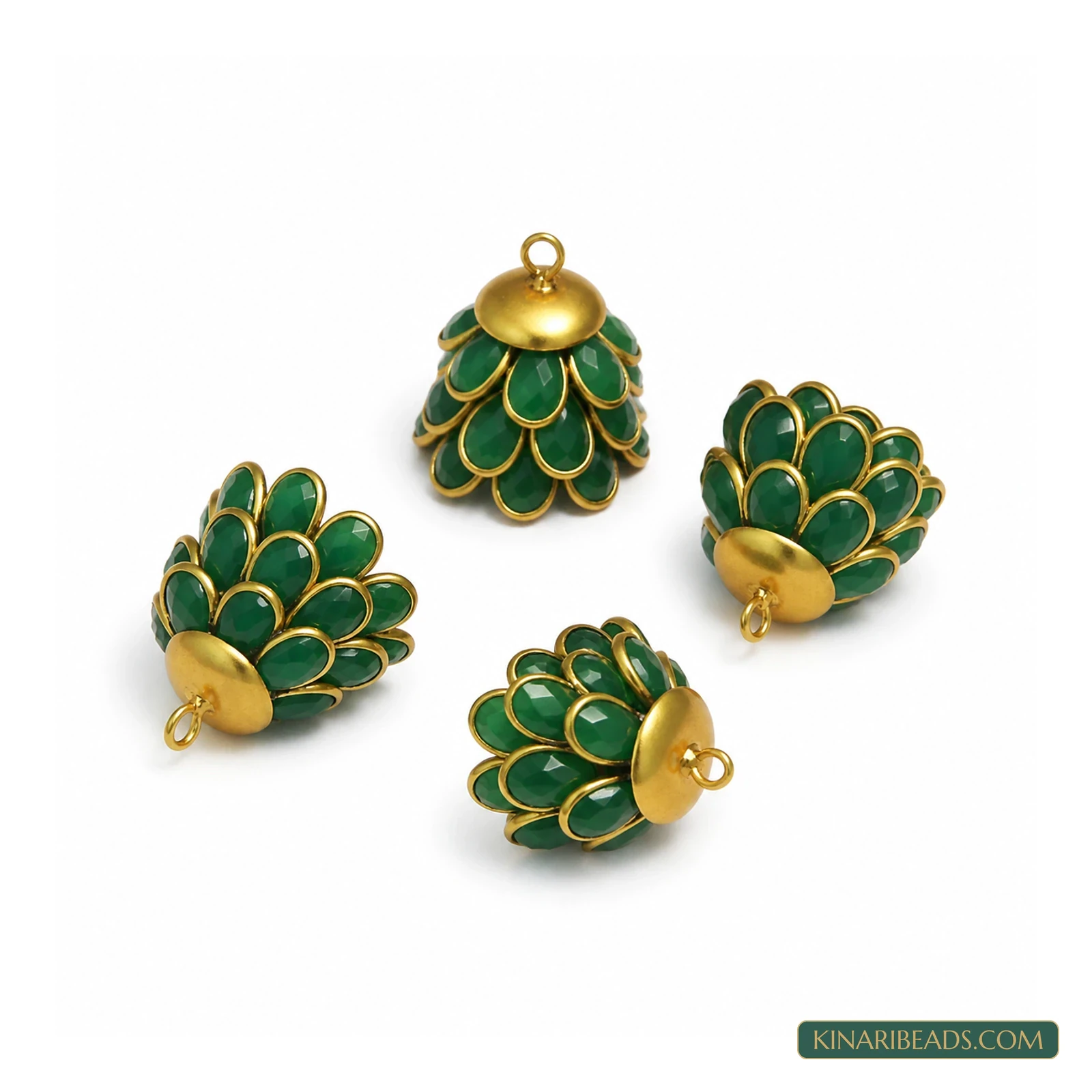 Pacchi Jhumka Earring Components – 14x17mm, 2 Pairs - Green colour