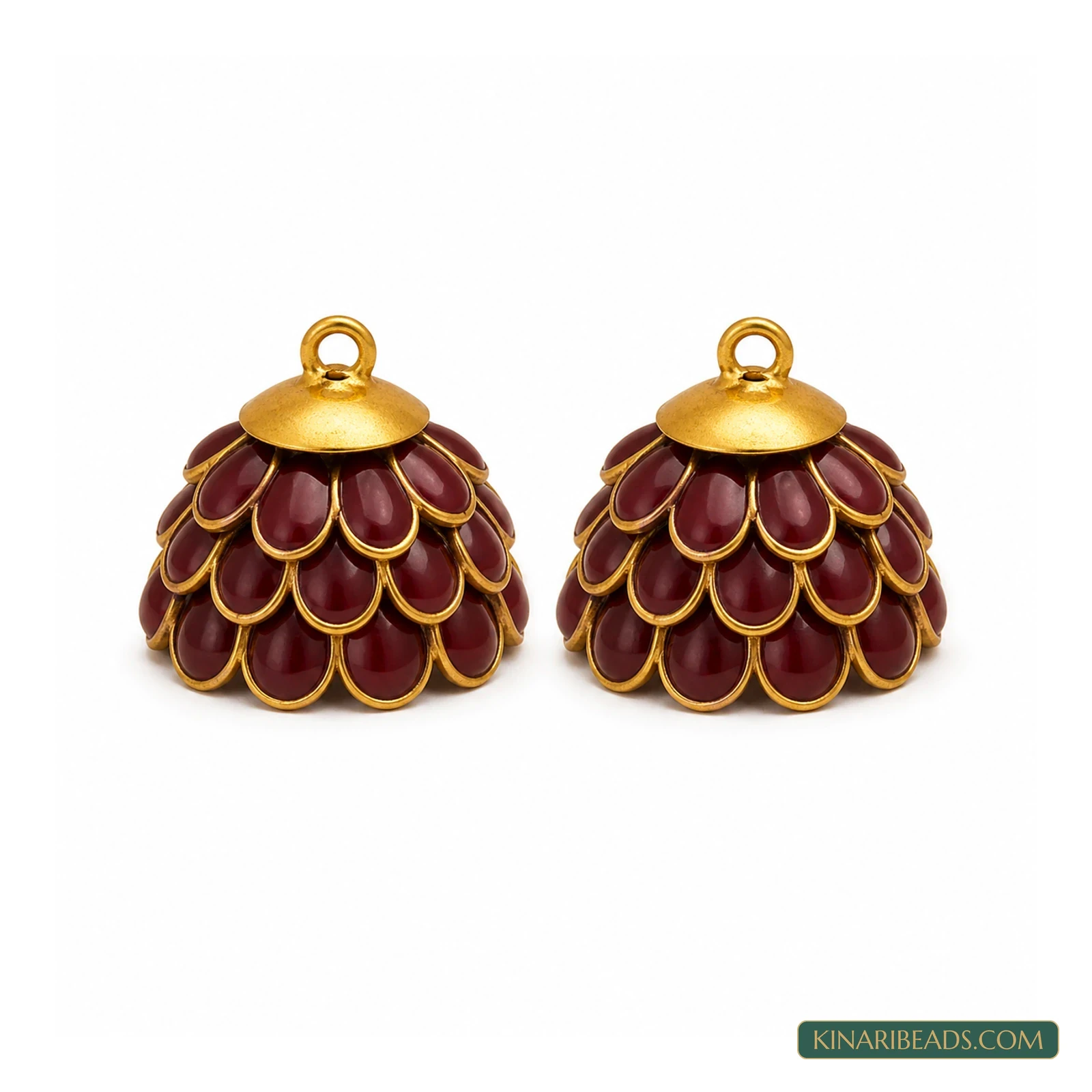 Pacchi Jhumka Earring Components – 14x17mm, 2 Pairs - Maroon colour