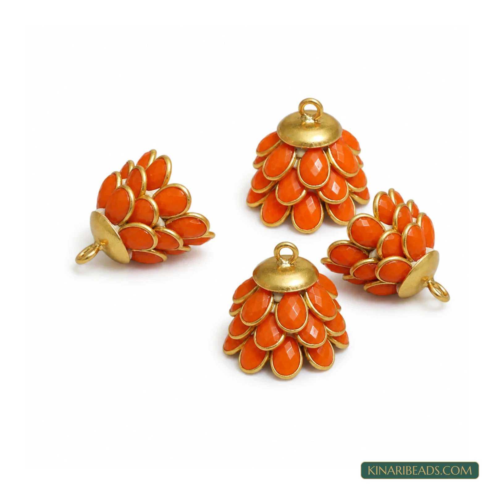 Pacchi Jhumka Earring Components – 14x17mm, 2 Pairs - Orange colour