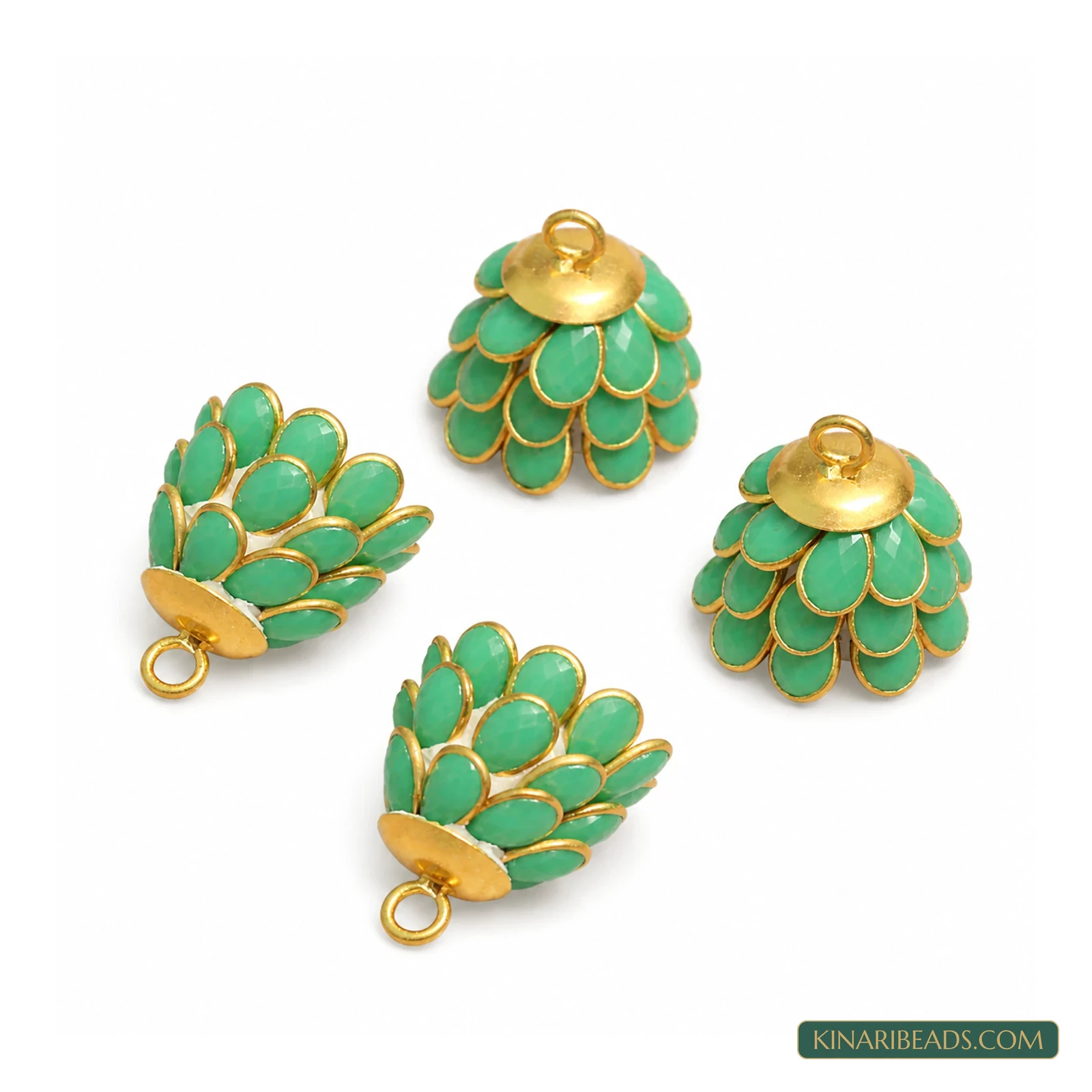 Pacchi Jhumka Earring Components – 14x17mm, 2 Pairs - Parrot Green colour