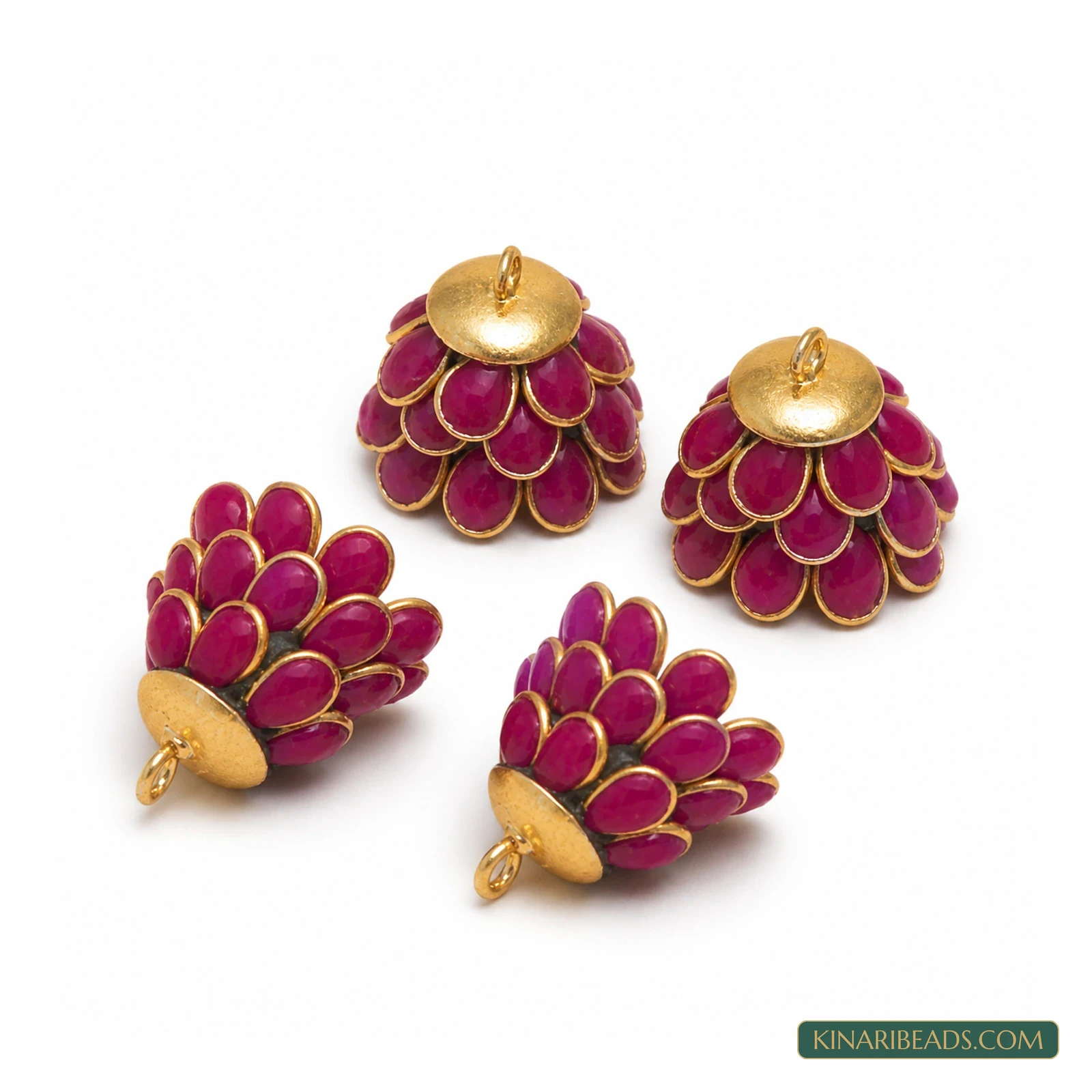 Pacchi Jhumka Earring Components – 14x17mm, 2 Pairs - Violet colour