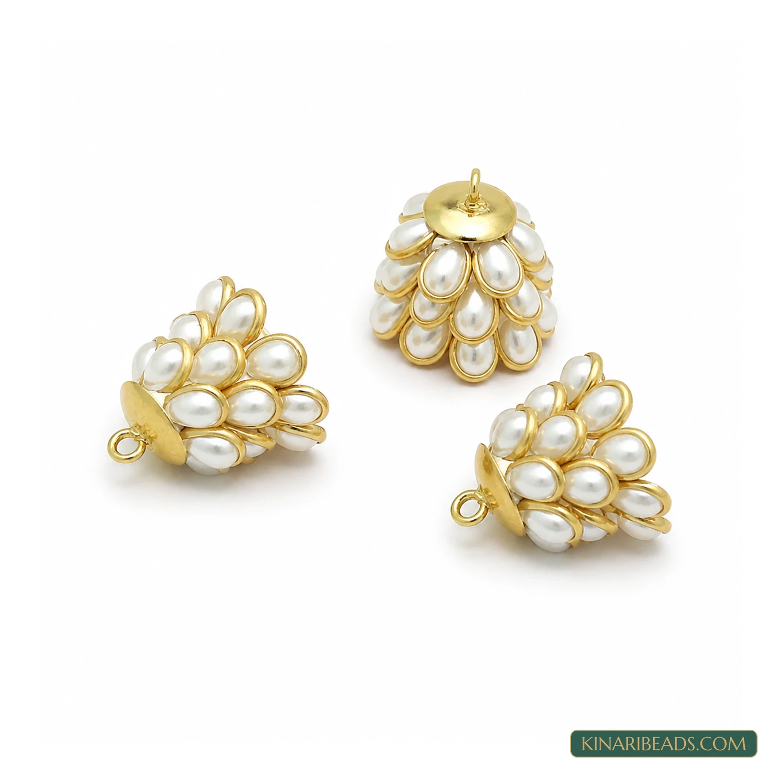 Pacchi Jhumka Earring Components – 14x17mm, 2 Pairs - White colour