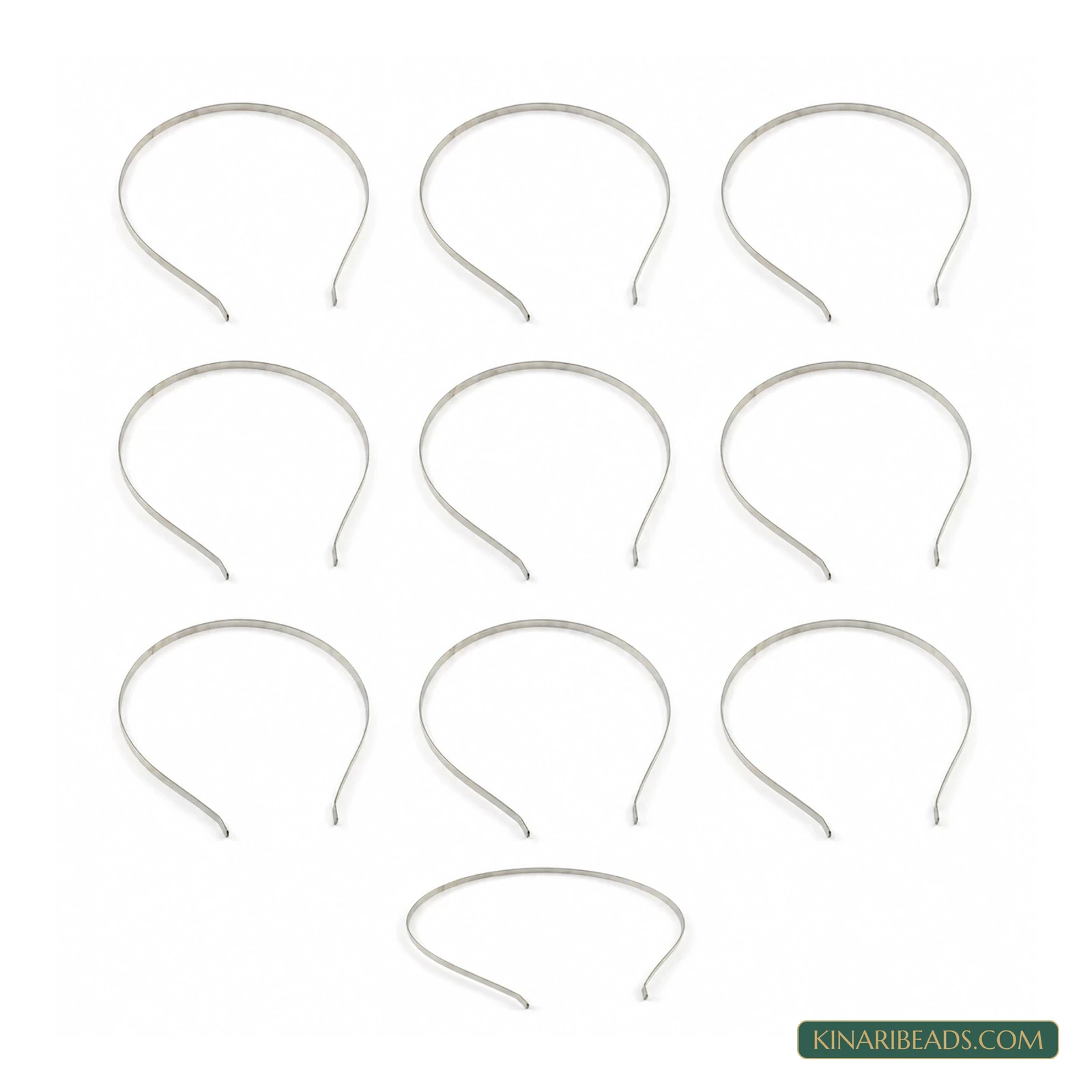 Plain Metal Hairband Bases – 15 Inch, 10 Pack - Silver colour