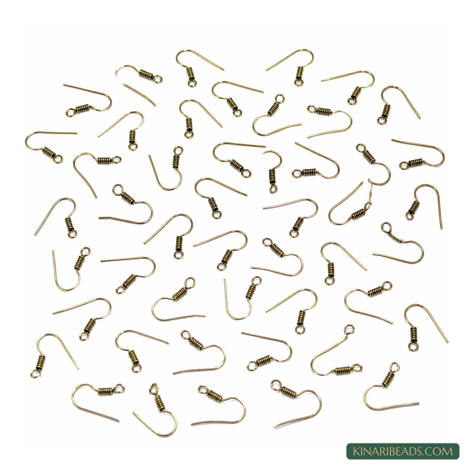 Premium Brass Ear Wire Hooks – 50 Pack - Golden colour