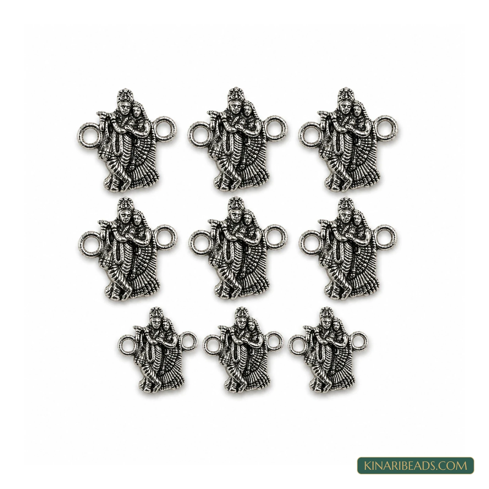 Radha Krishna German Silver Connectors – 16x16mm, 10 Pack