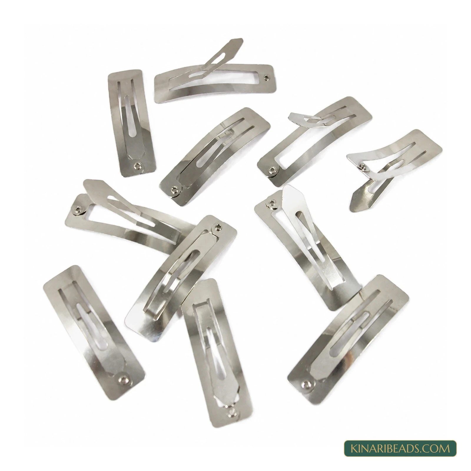 Rectangle Snap Hair Clips – 20 Pack - Nickel colour