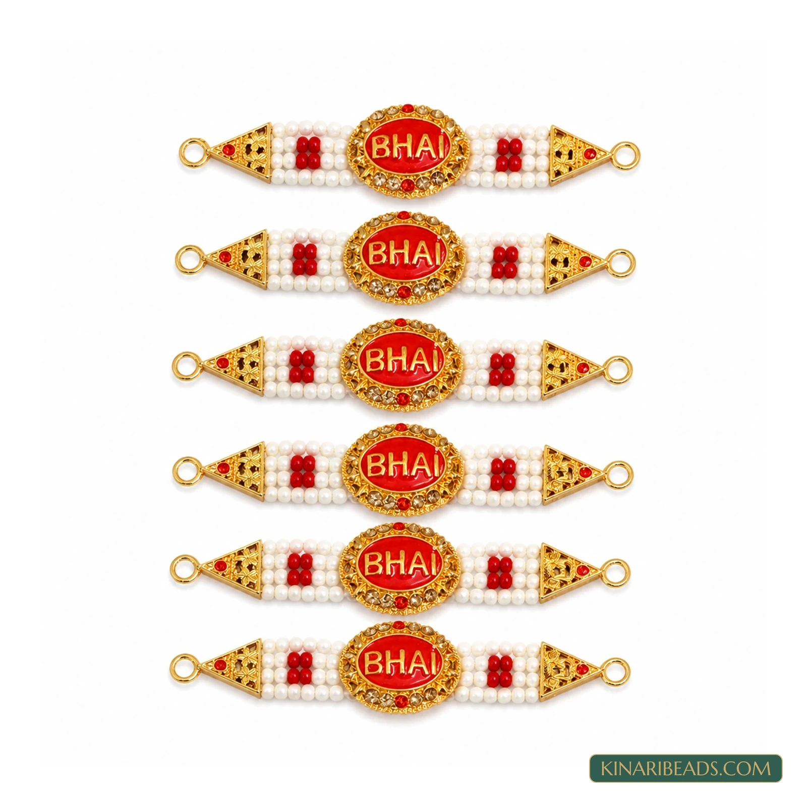 Red BHAI Beaded Rakhi Centrepieces – 6 Pack