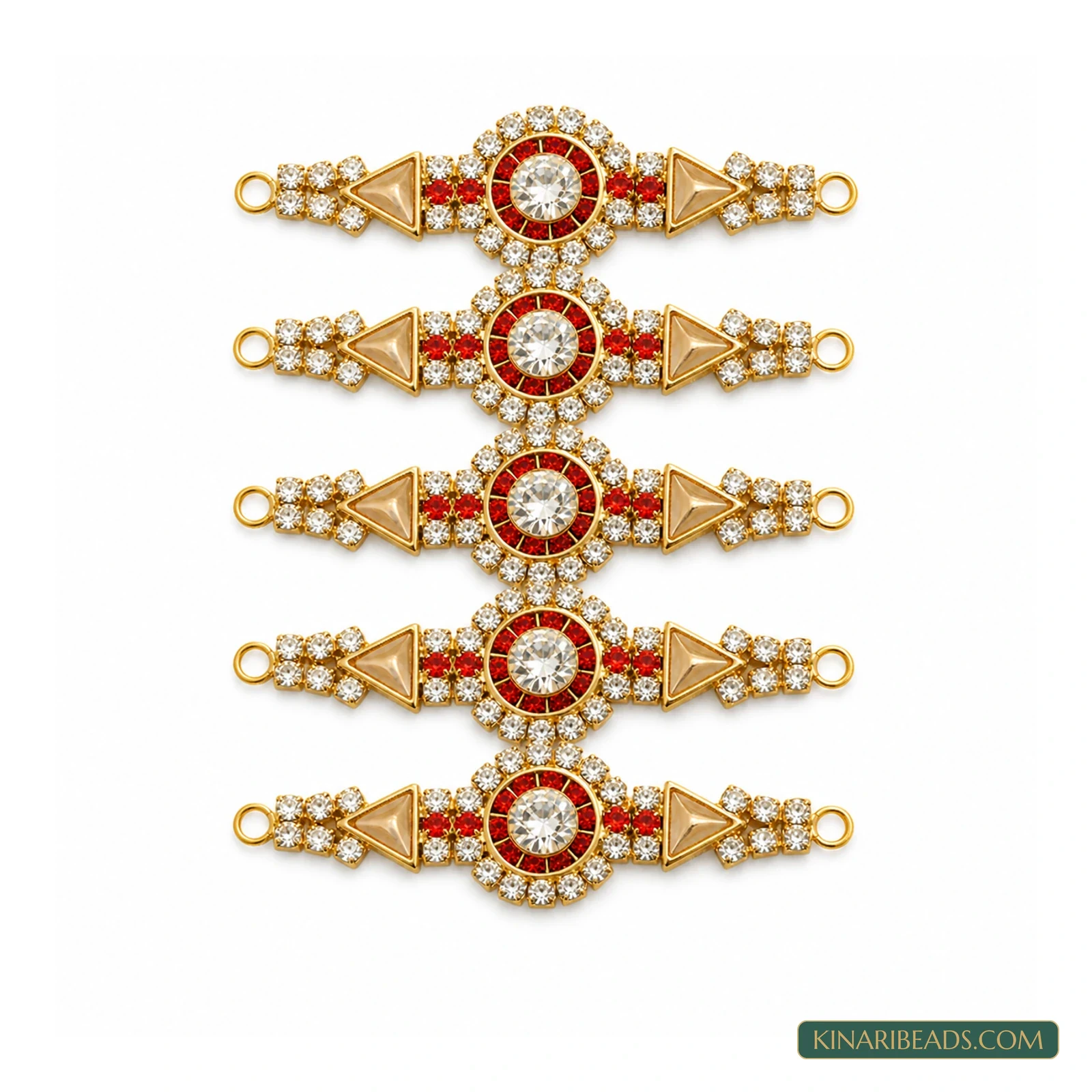 Red Crystal Rakhi Centrepiece Connectors – 6 Pack