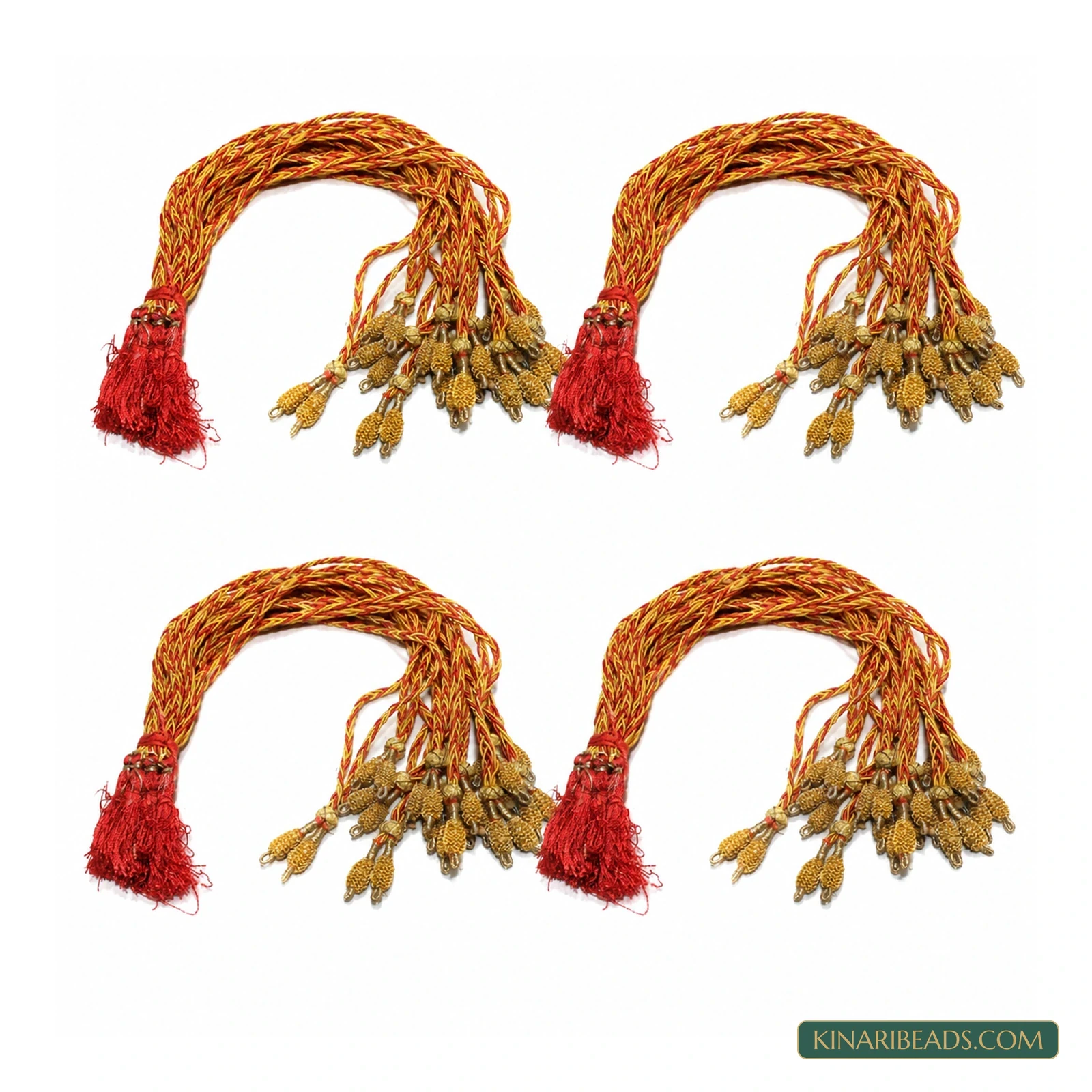 Red Salma Zari Necklace Back Rope – Pack of 4